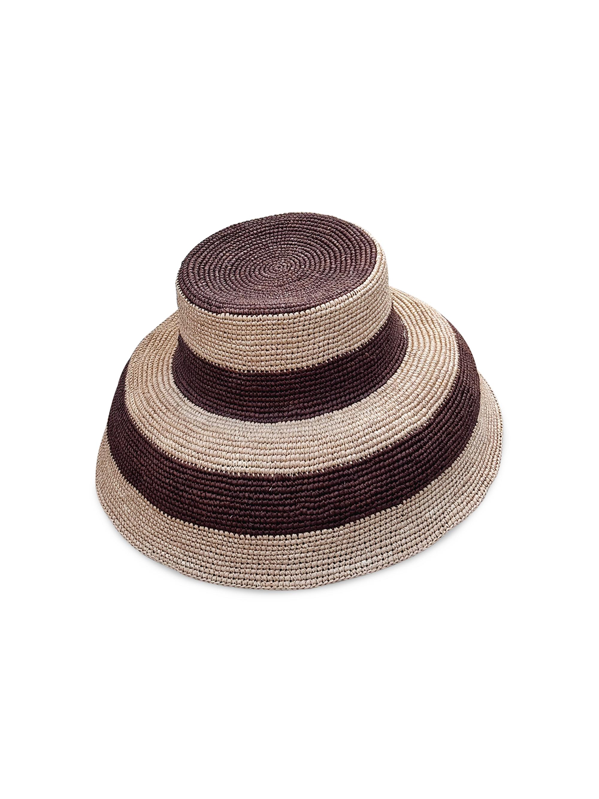 Van Palma Women's Gina XL Two-Tone Straw Bucket Hat - Brown