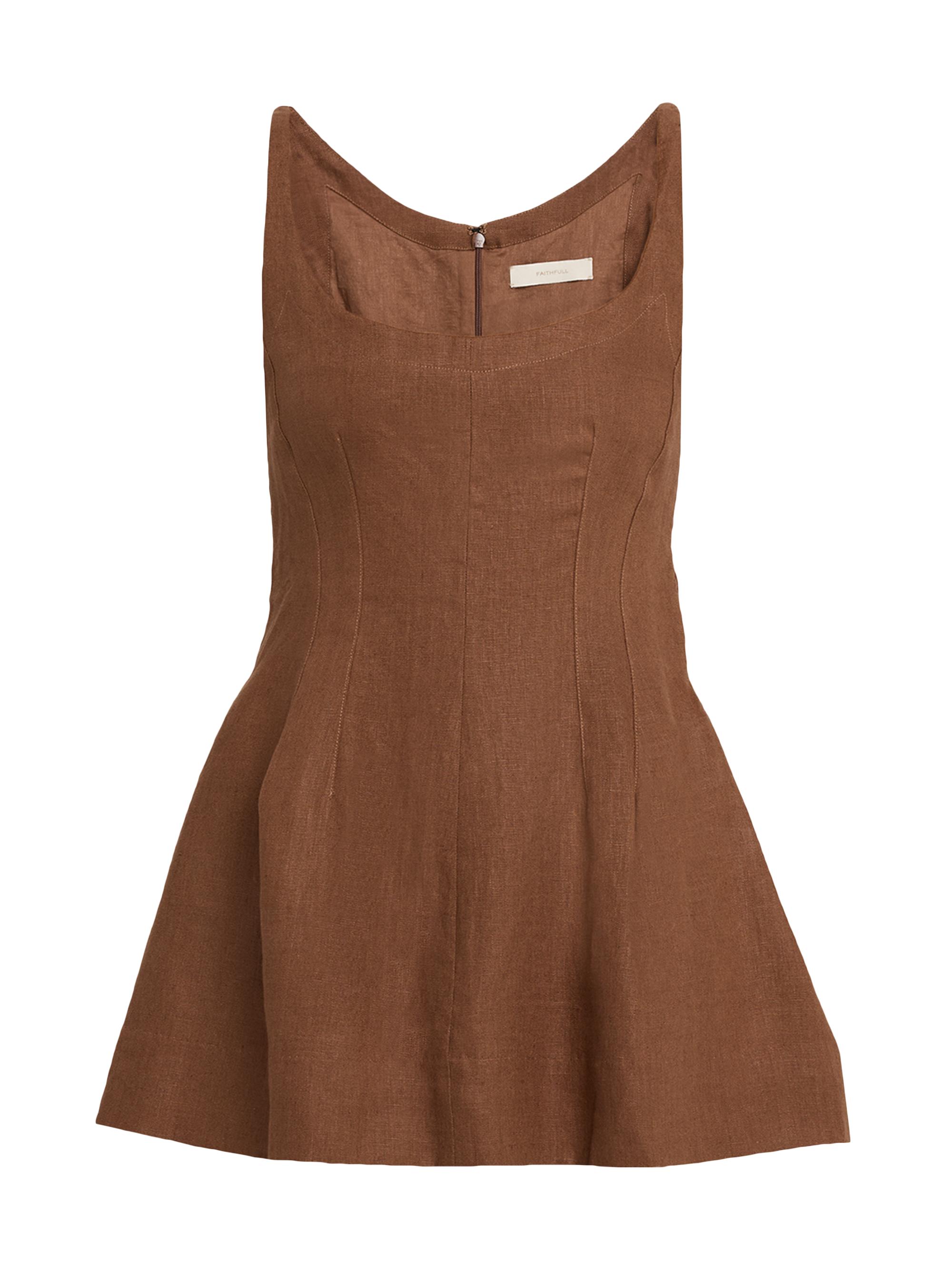 Faithfull the Brand Women's Syna Linen Peplum Top - Brown