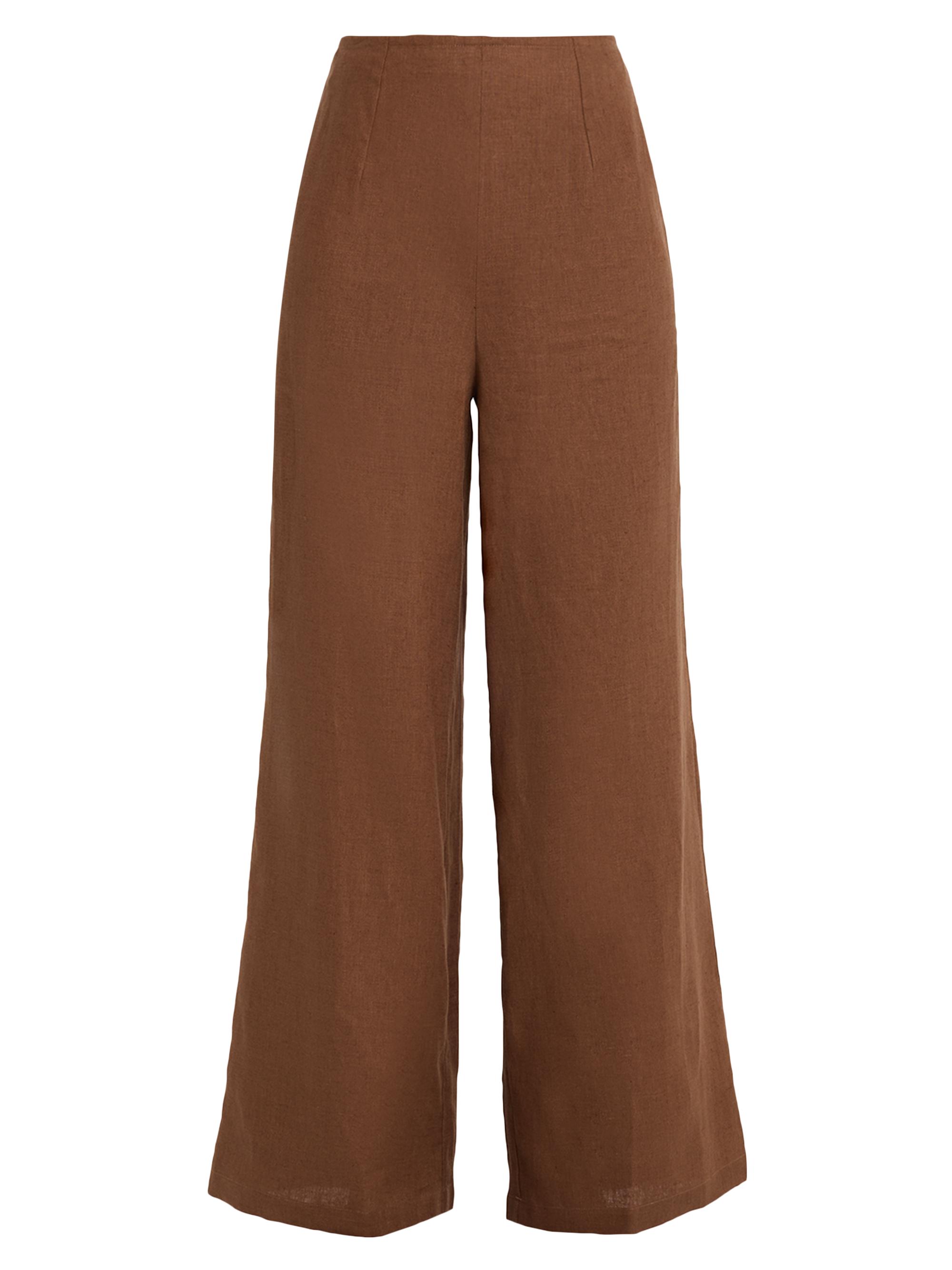 Faithfull the Brand Women's Syna Linen High-Rise Wide-Leg Pants - Brown
