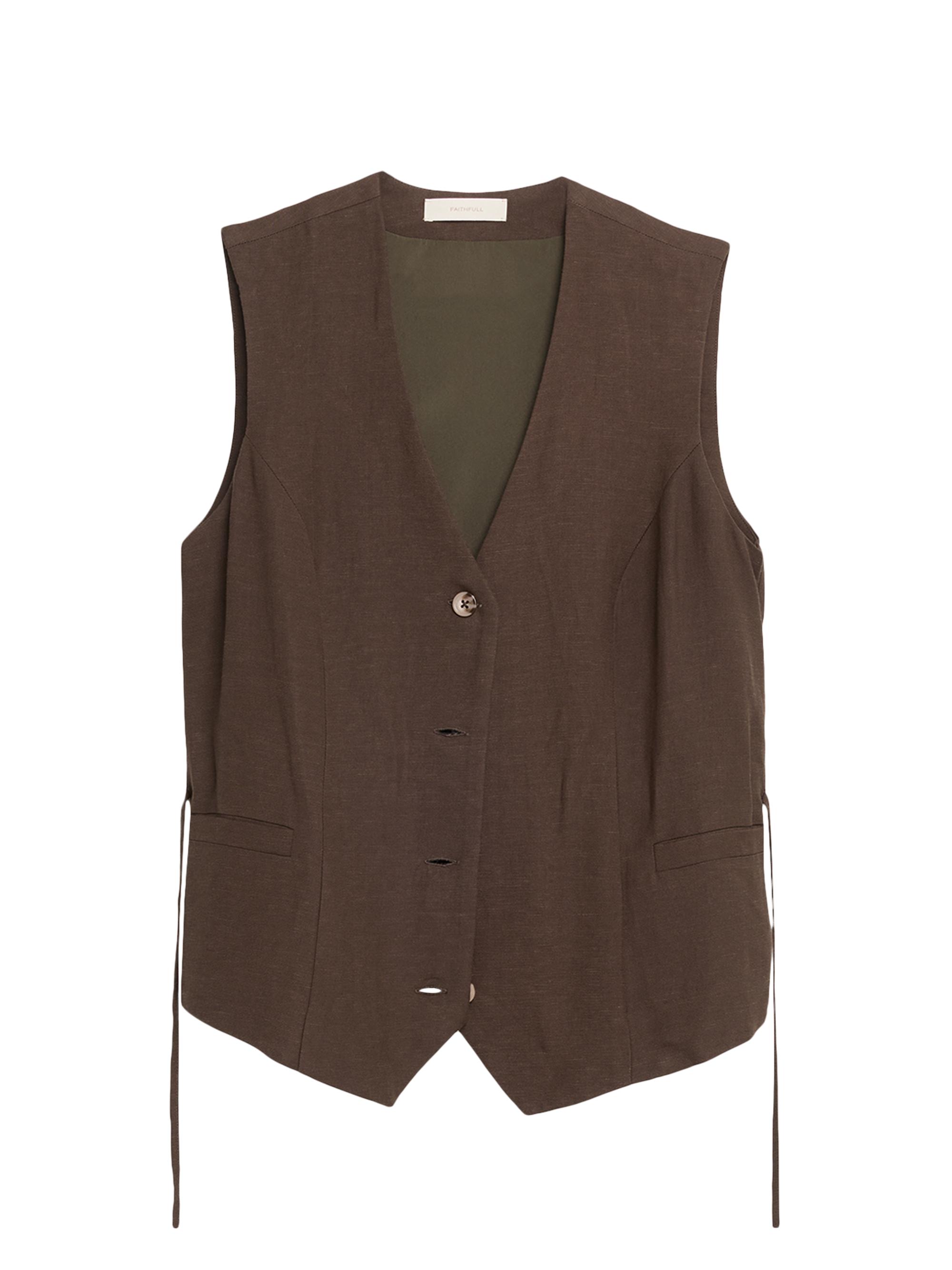 Faithfull the Brand Women's Eva Linen-Blend Tie-Waist Vest - Brown