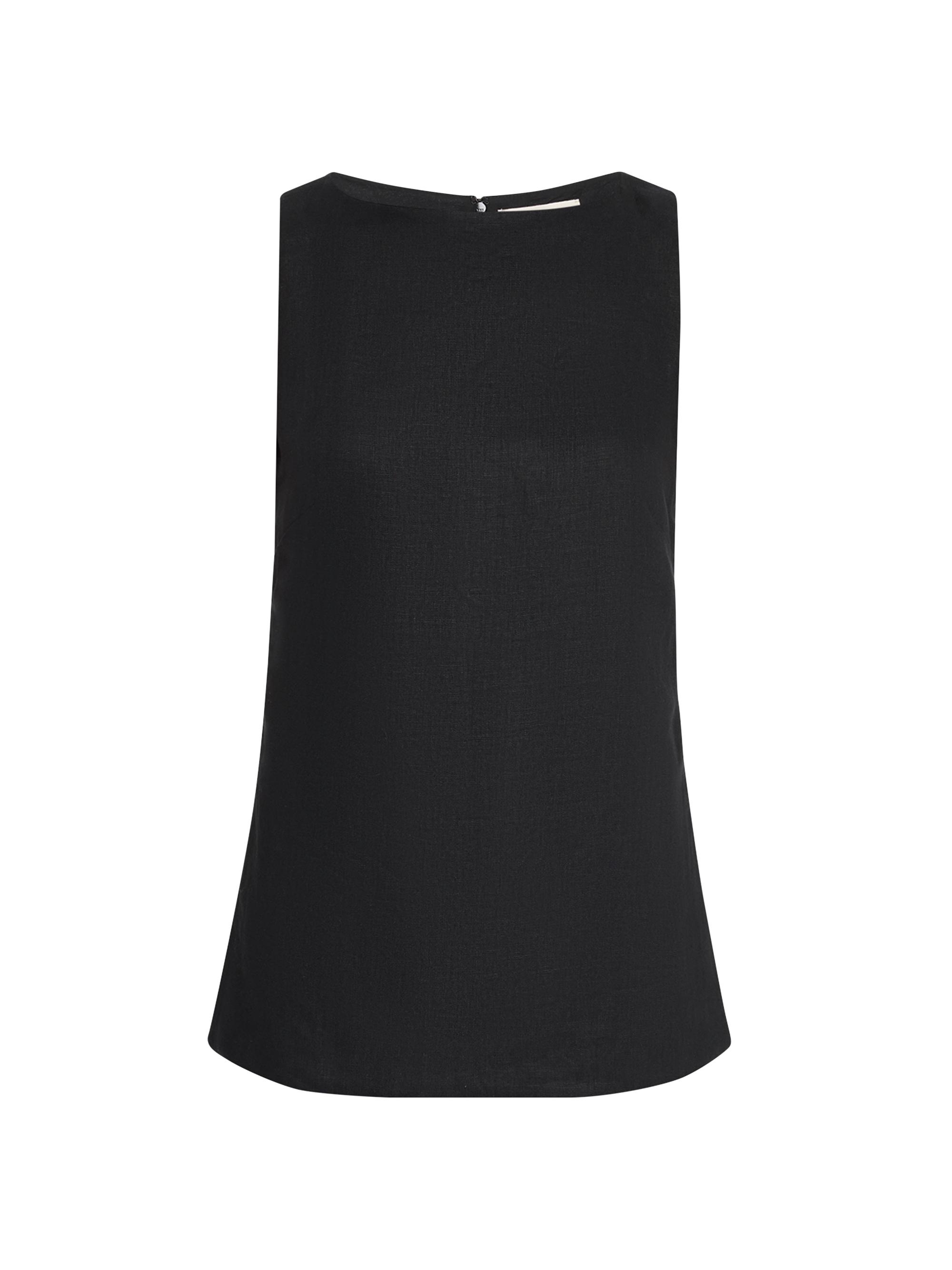 Faithfull the Brand Women's Joan Longline Linen Top - Black