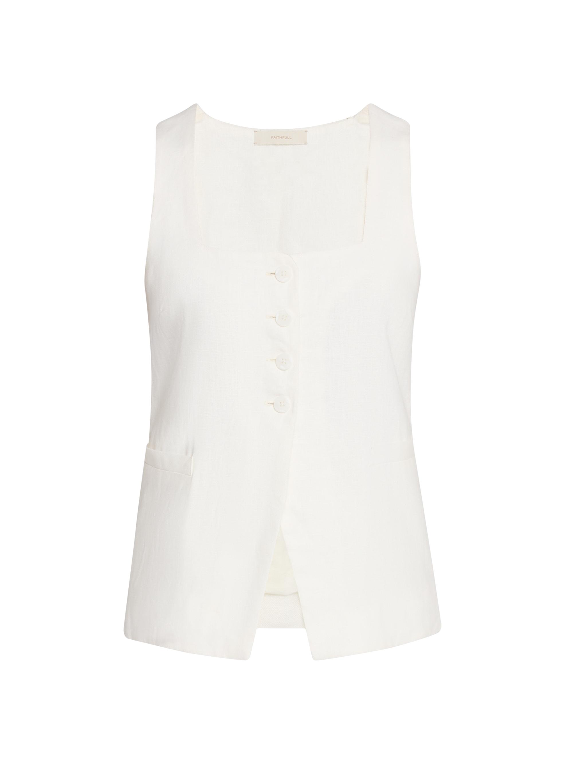 Faithfull the Brand Women's Jackie Linen Button-Front Vest - White