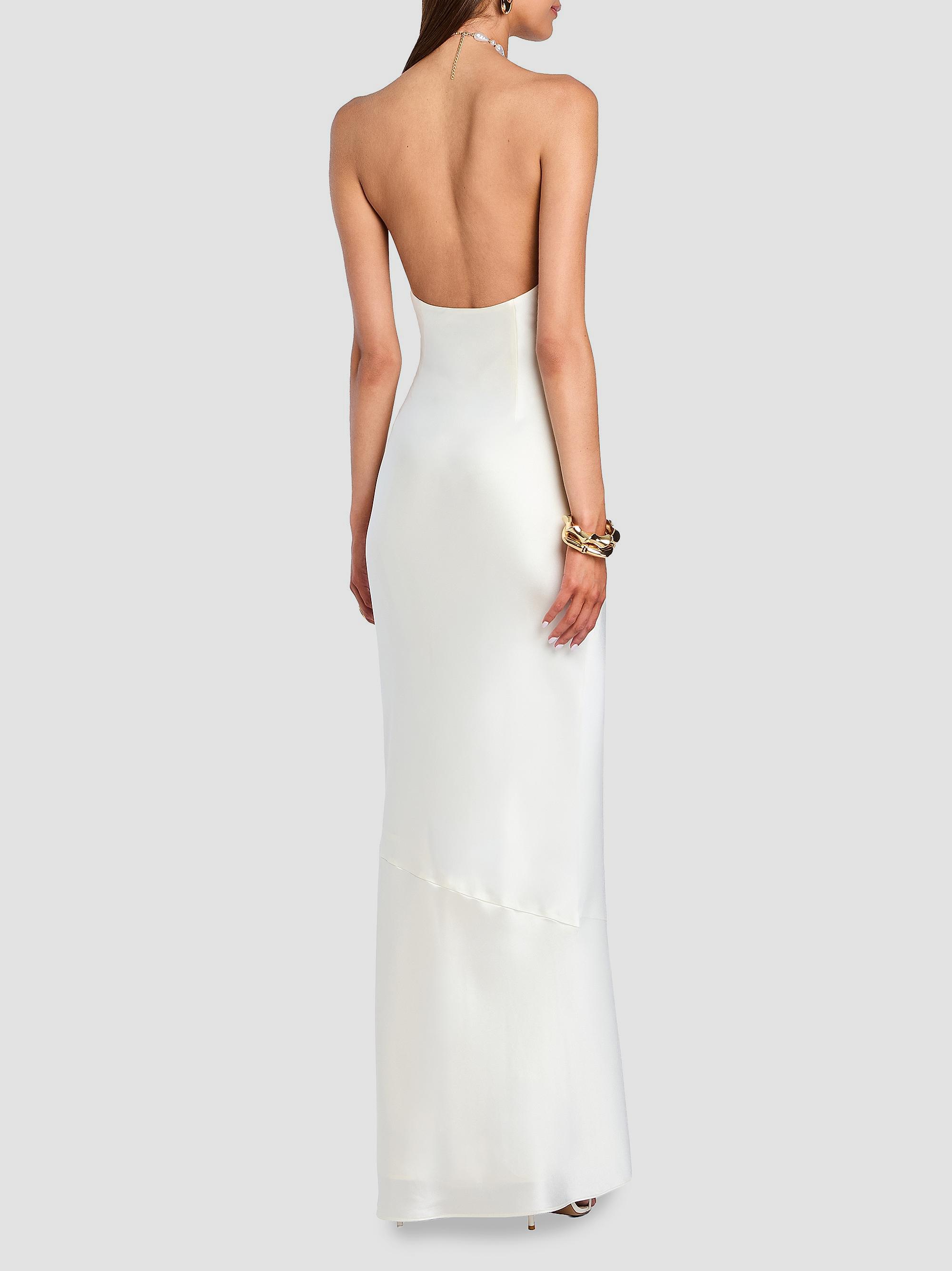white beaded halter dress Retrofête Anat Satin Dress, Cream, Women's, XL real model series