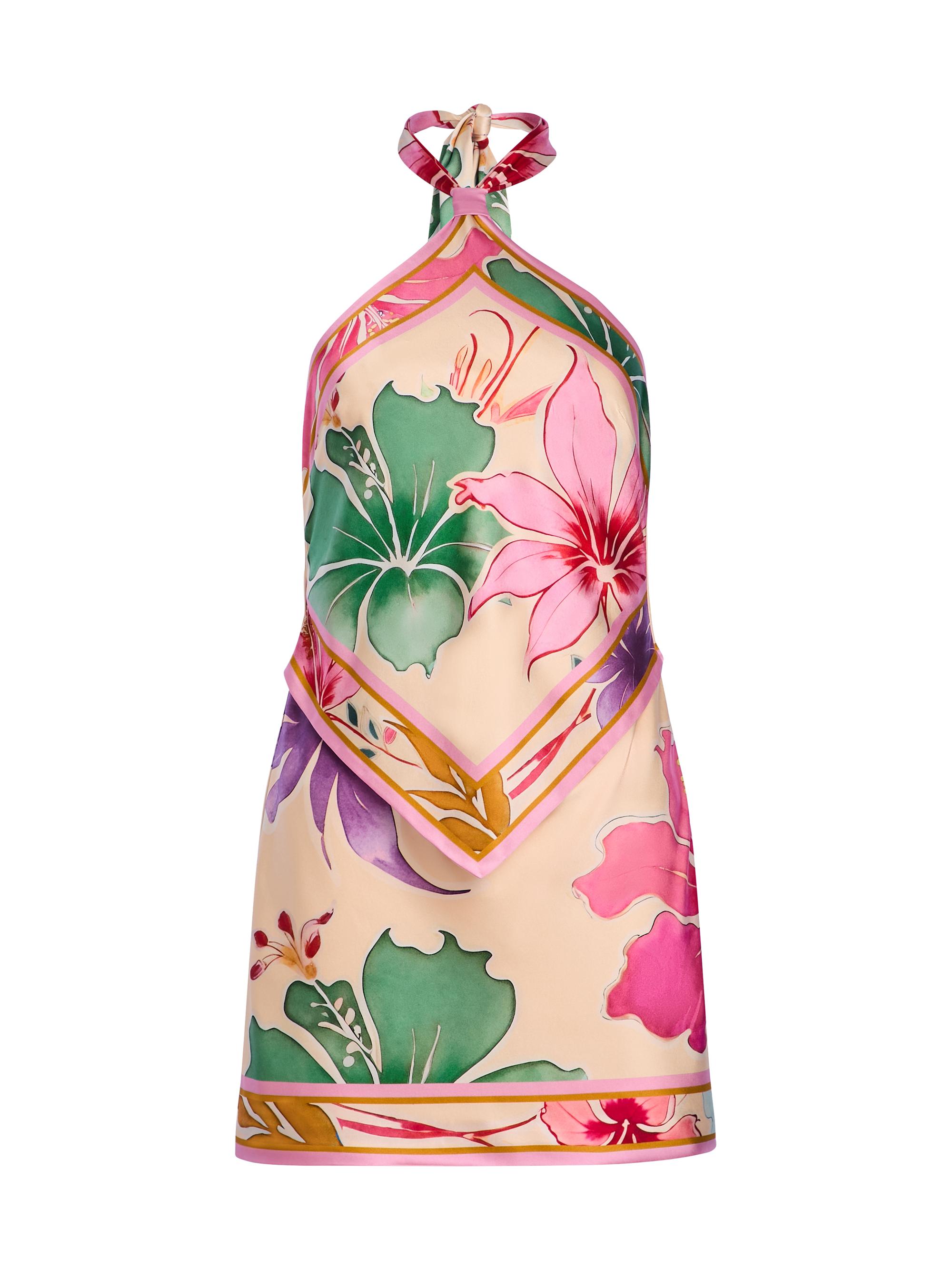 Retrofête Women's Adelaide Printed Stretch Silk Scarf Minidress -  Hibiscus Floral