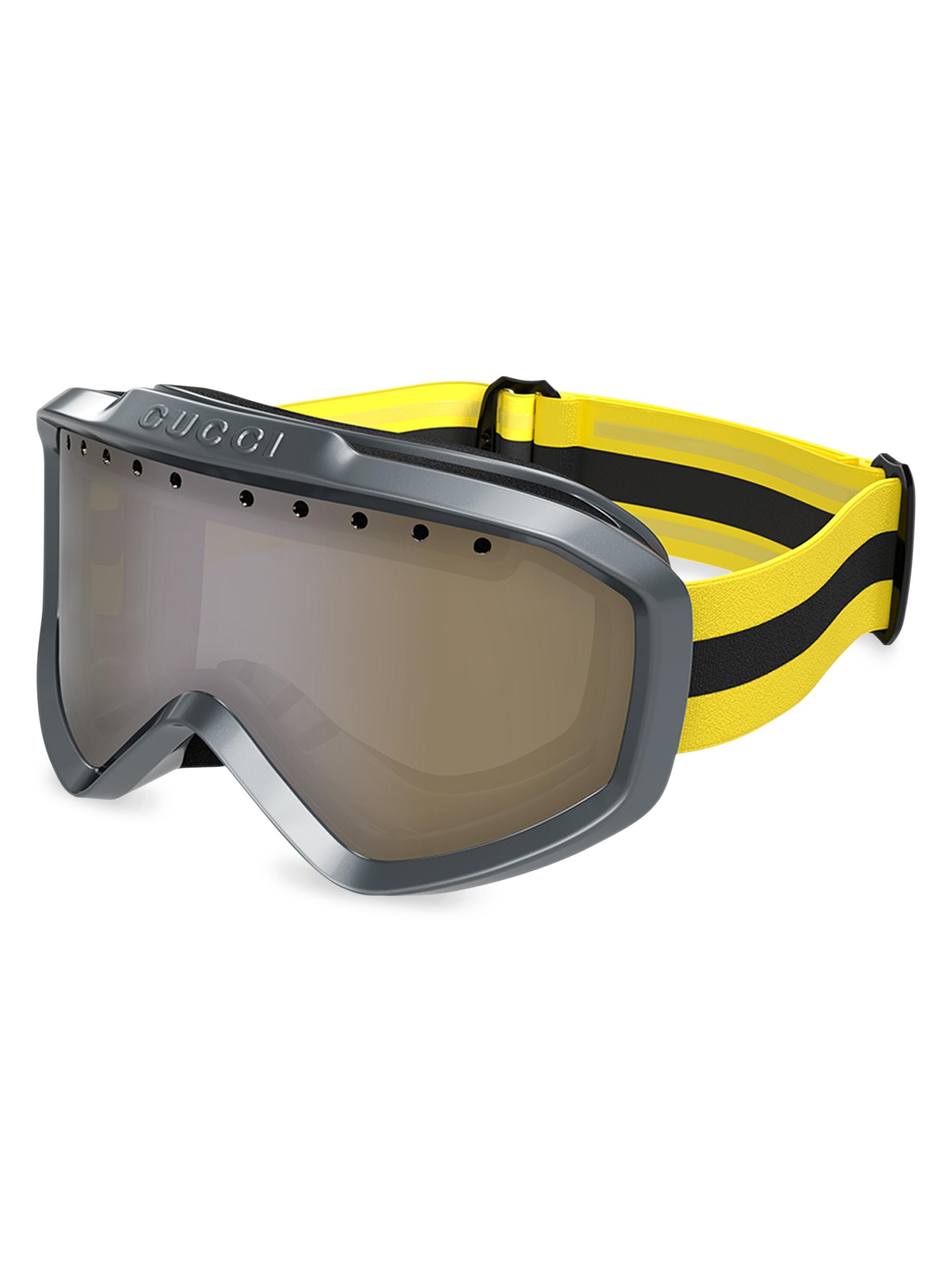 Gucci Men's Logo Shield Goggles - Yellow Grey