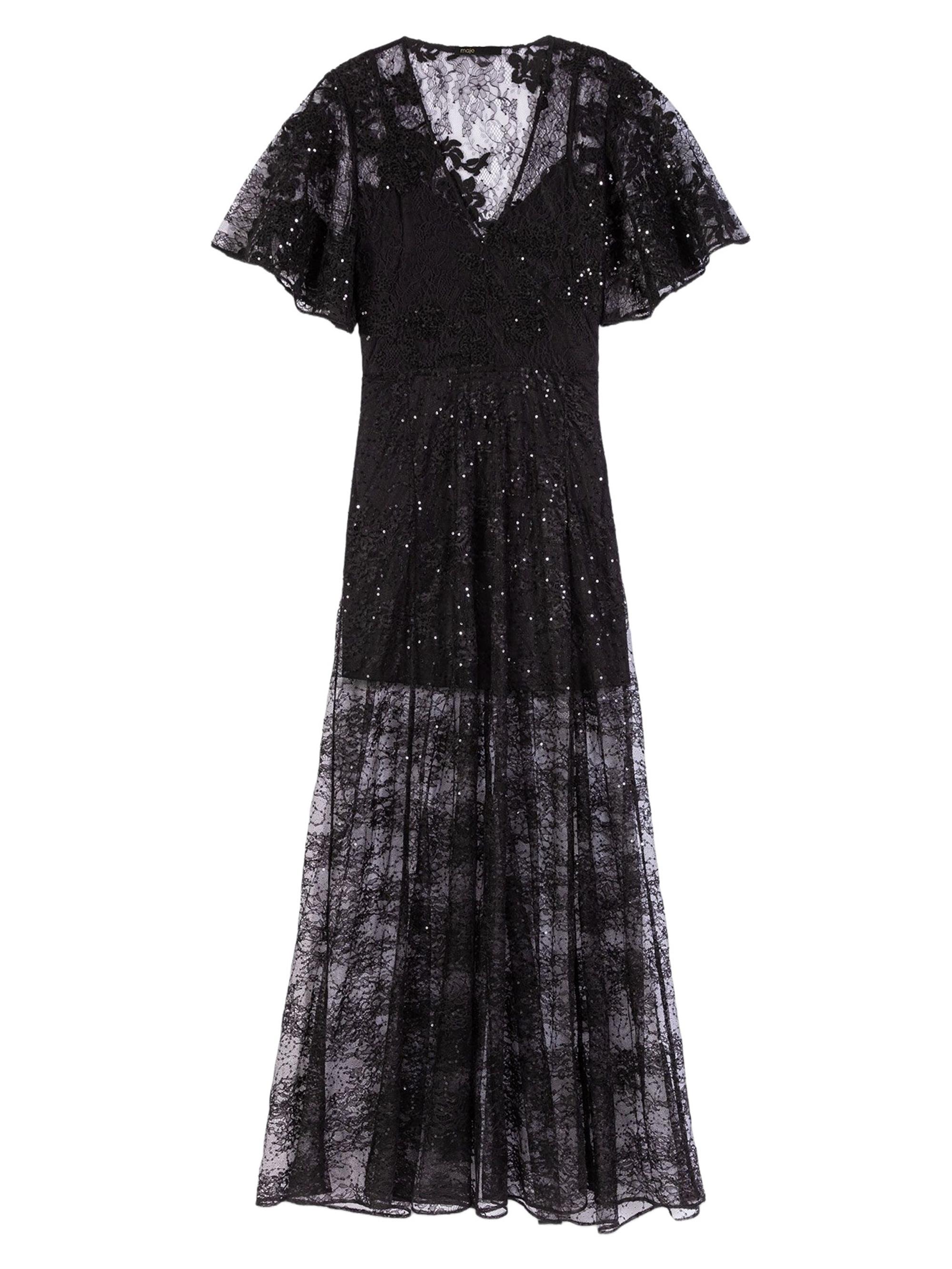 Maje Women's Lace Maxi Dress - Black