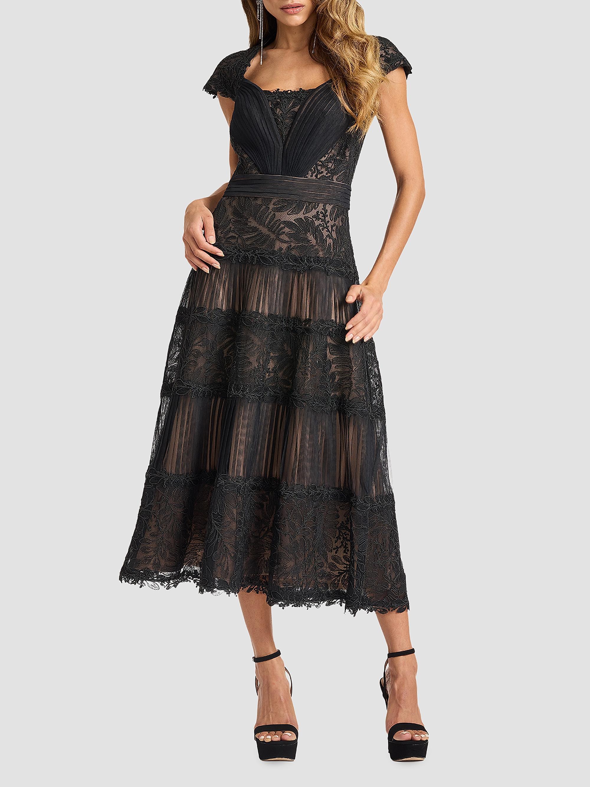 Tadashi Shoji Women's Boette Embroidered Cap-Sleeve Cocktail Dress - Black Beige | Thumbnail 2