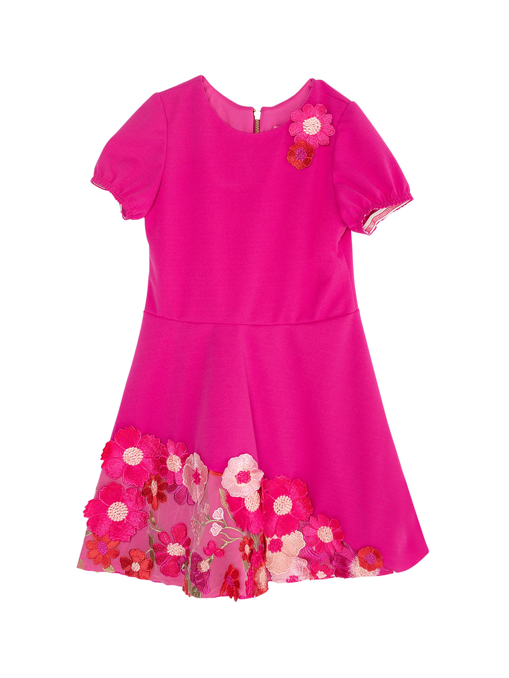 Zoe Girl's Reese Floral Embroidered Dress - Pink