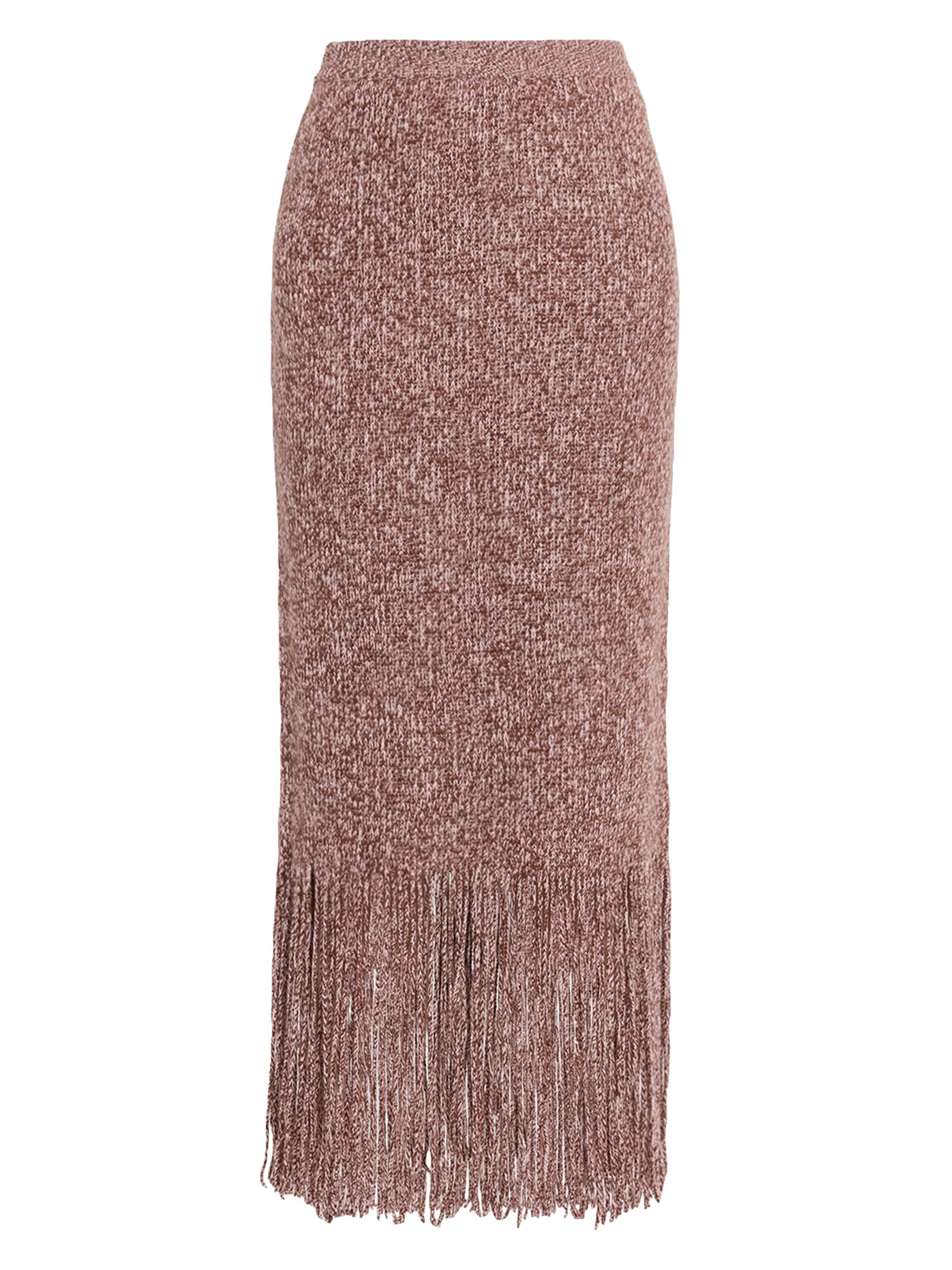 Zimmermann Women's Hypnotic Fringe-Trim Wool Midi-Skirt - Medium Brown