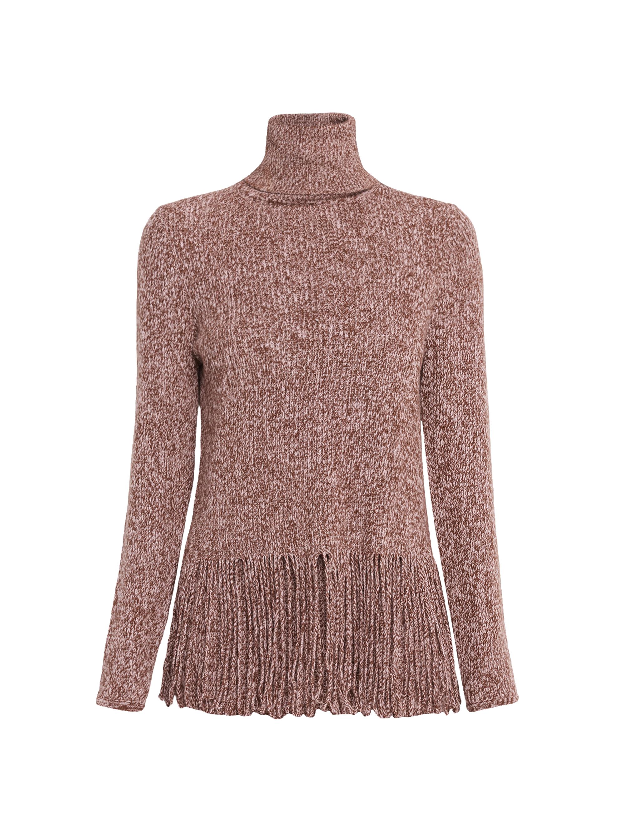 Zimmermann Women's Hypnotic Fringe-Trim Wool Sweater - Medium Brown