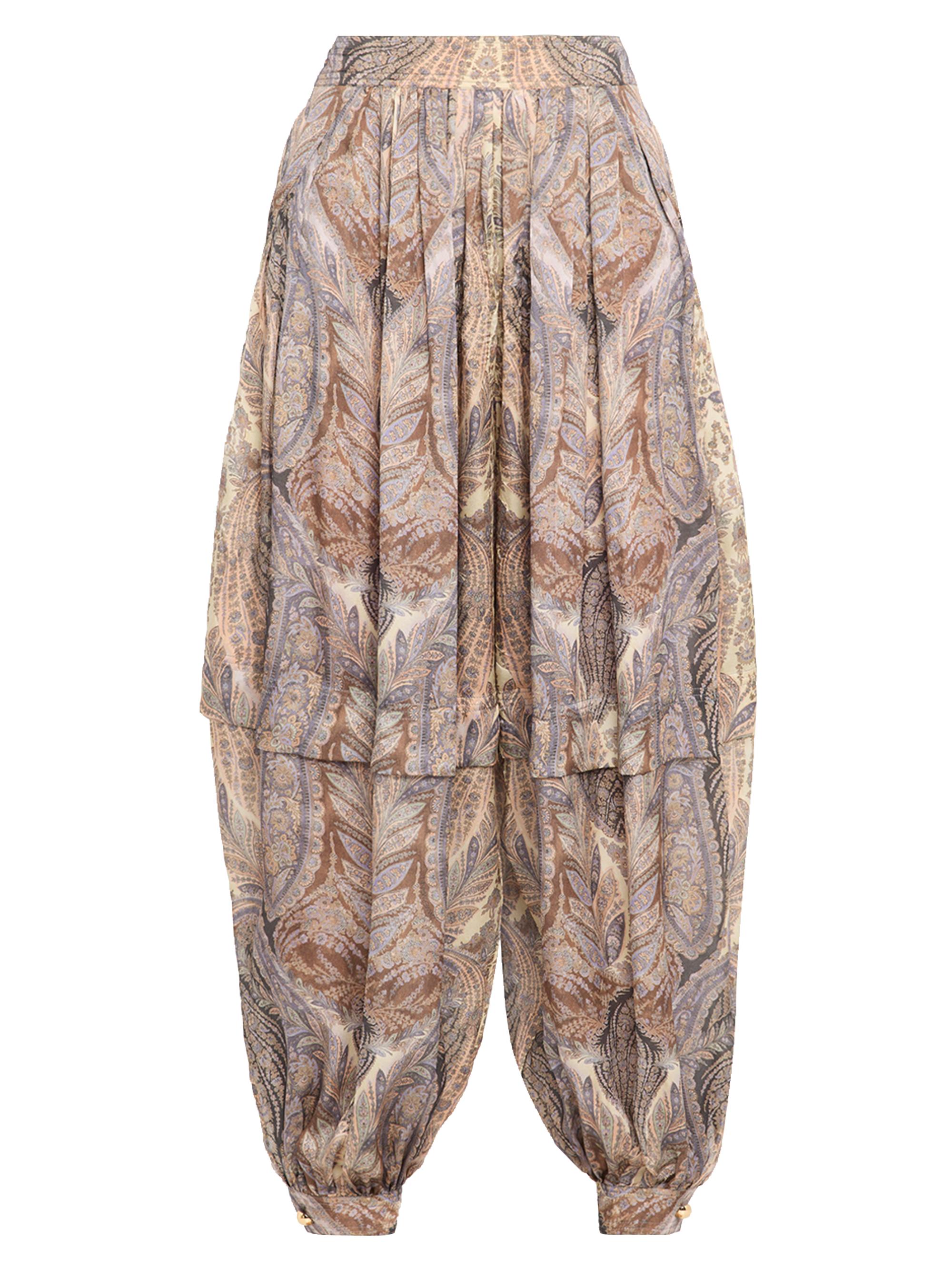 Zimmermann Women's Hypnotic Silk Pleated Pants - Purple Pattern