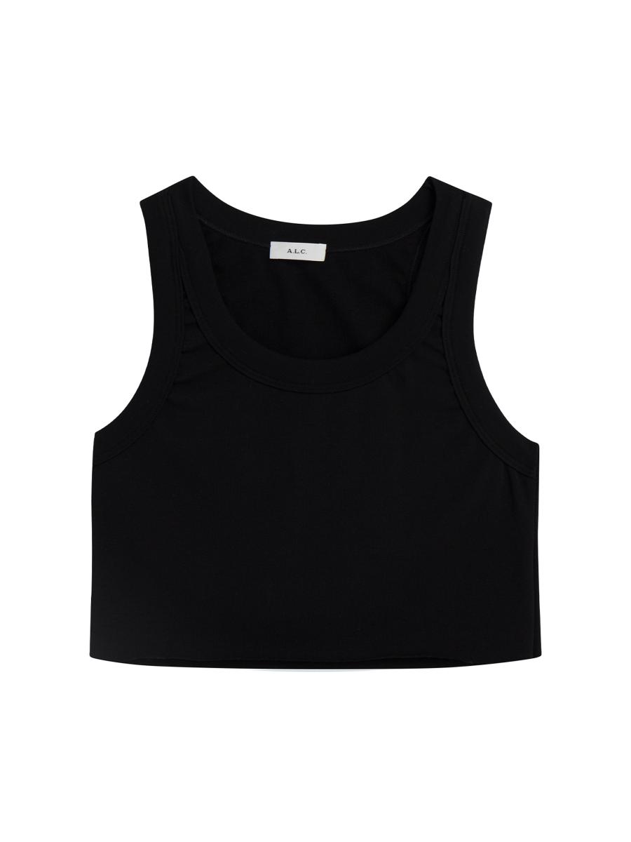 A.l.c Women's Halsey Cotton Racerback Crop Tank In Black