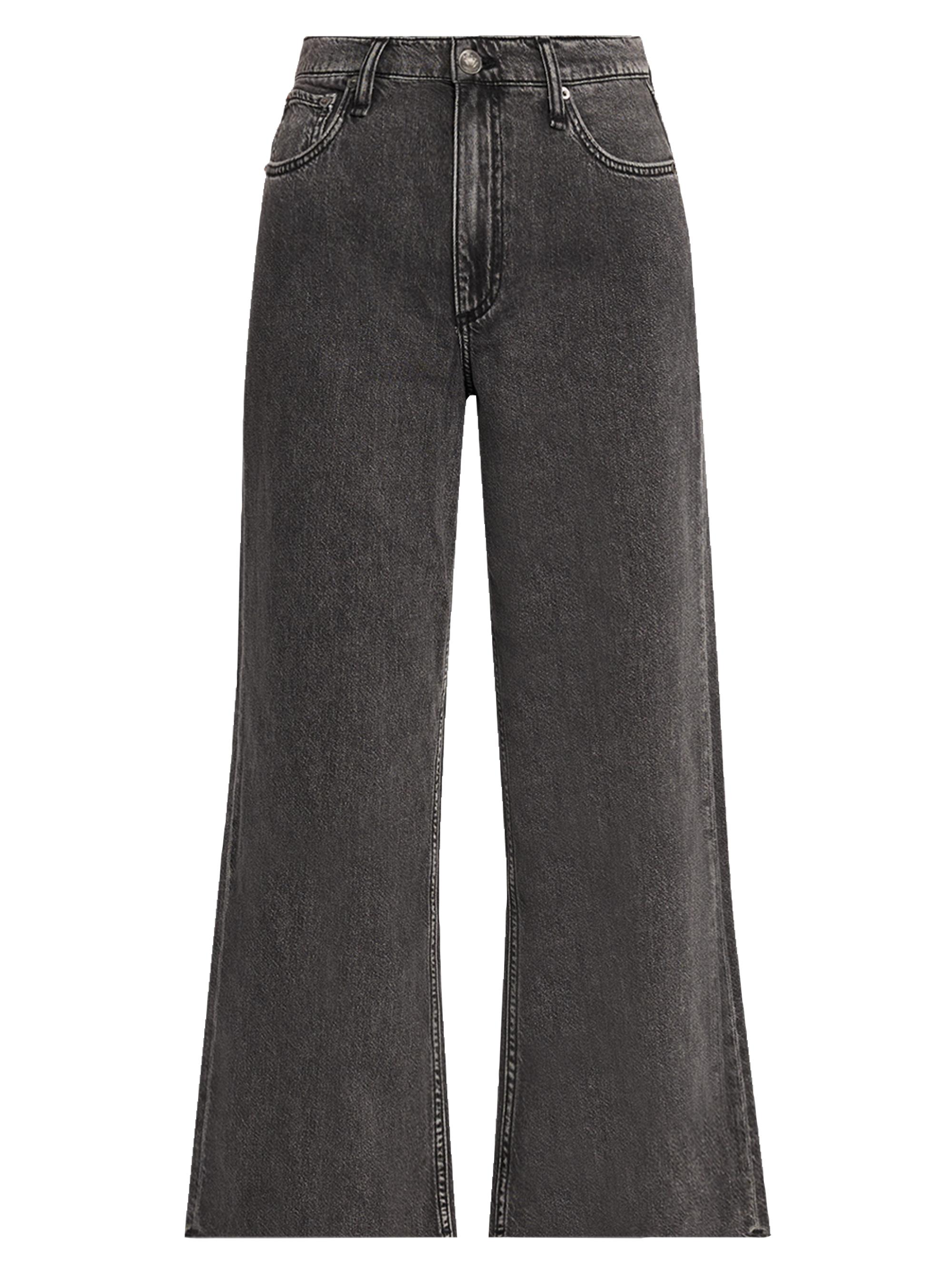 rag & bone Women's Andi Featherweight High-Rise Wide-Leg Ankle Jeans - Black