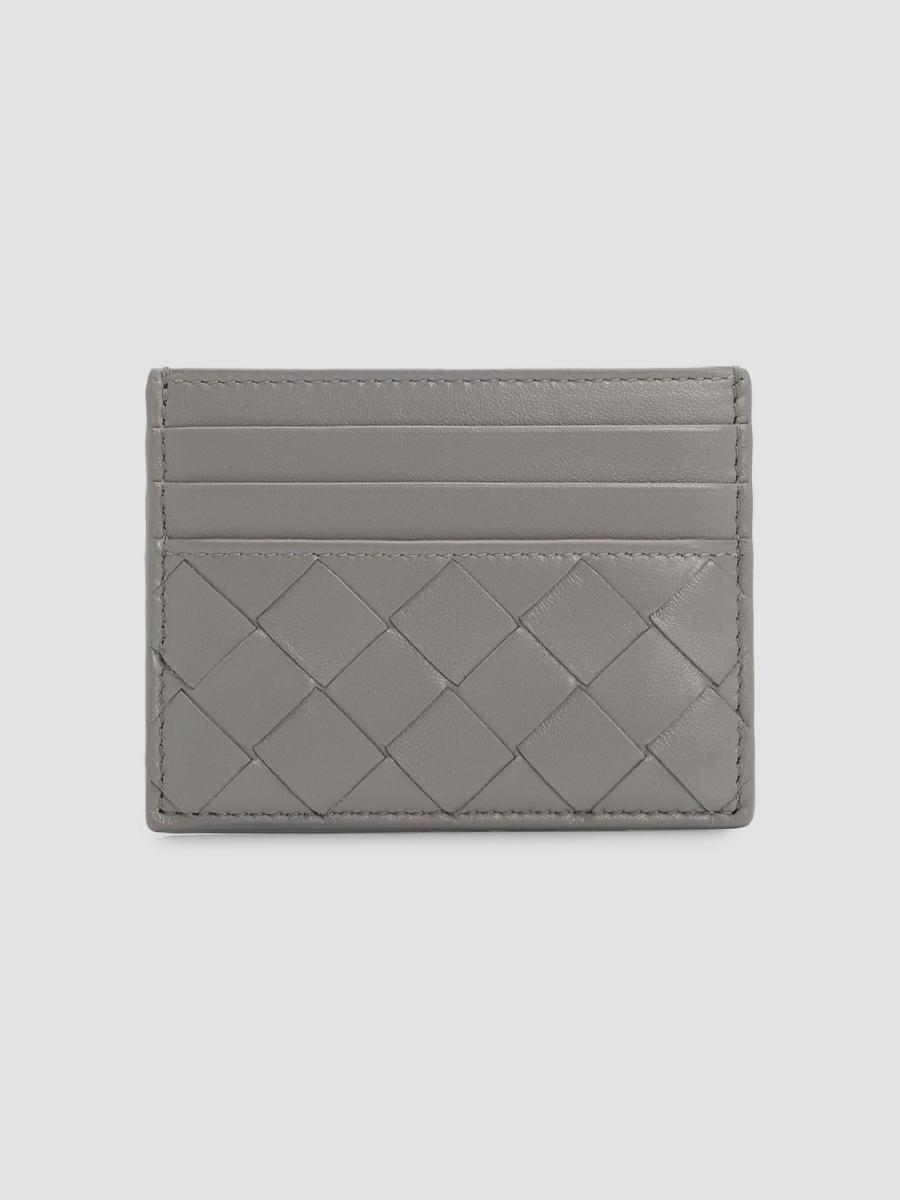 Bottega Veneta Women's Intrecciato Leather Card Case In Basalt Lava
