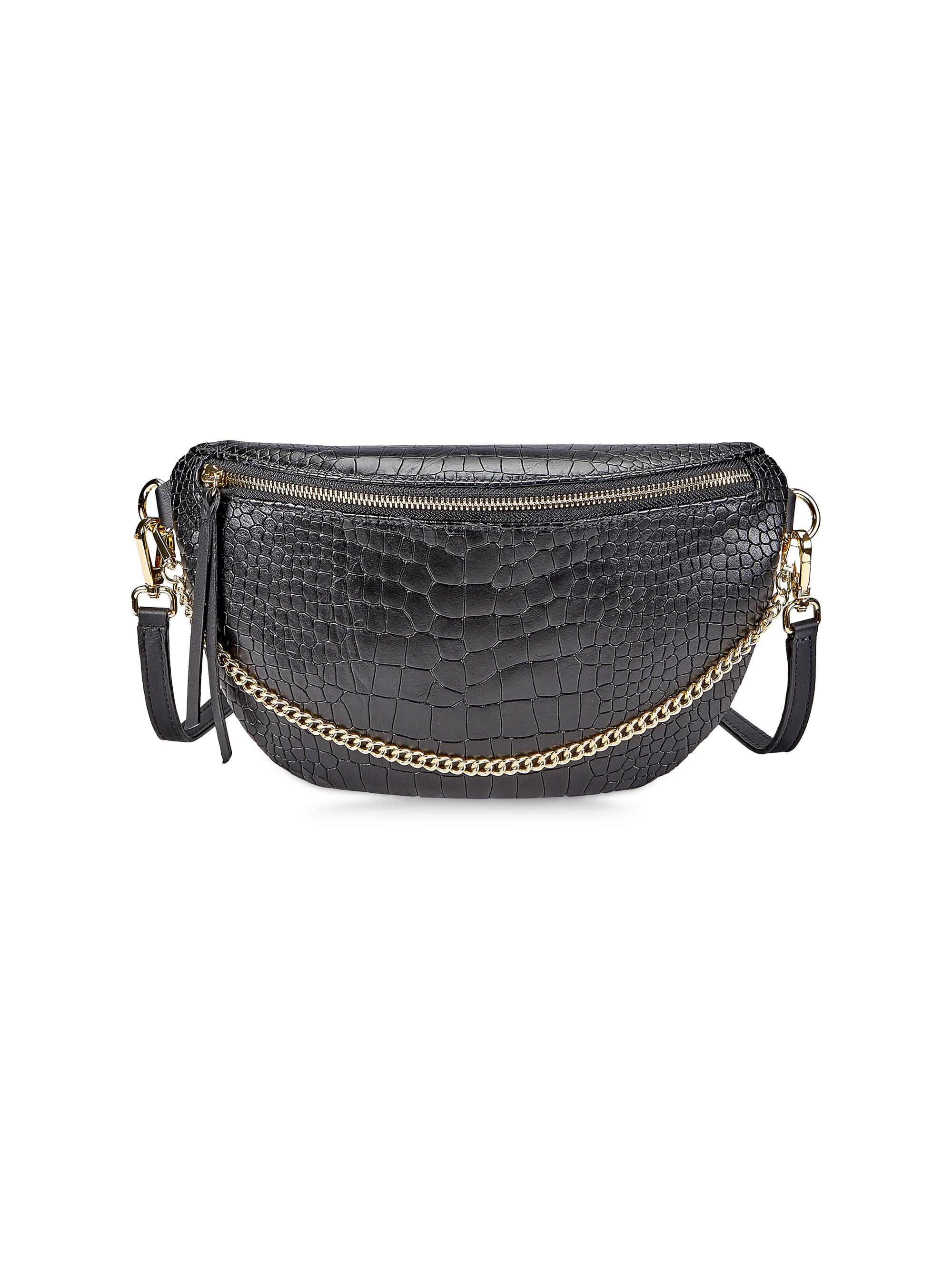 GiGi New York Women's Beck Croc-Embossed Leather Sling Bag - Black