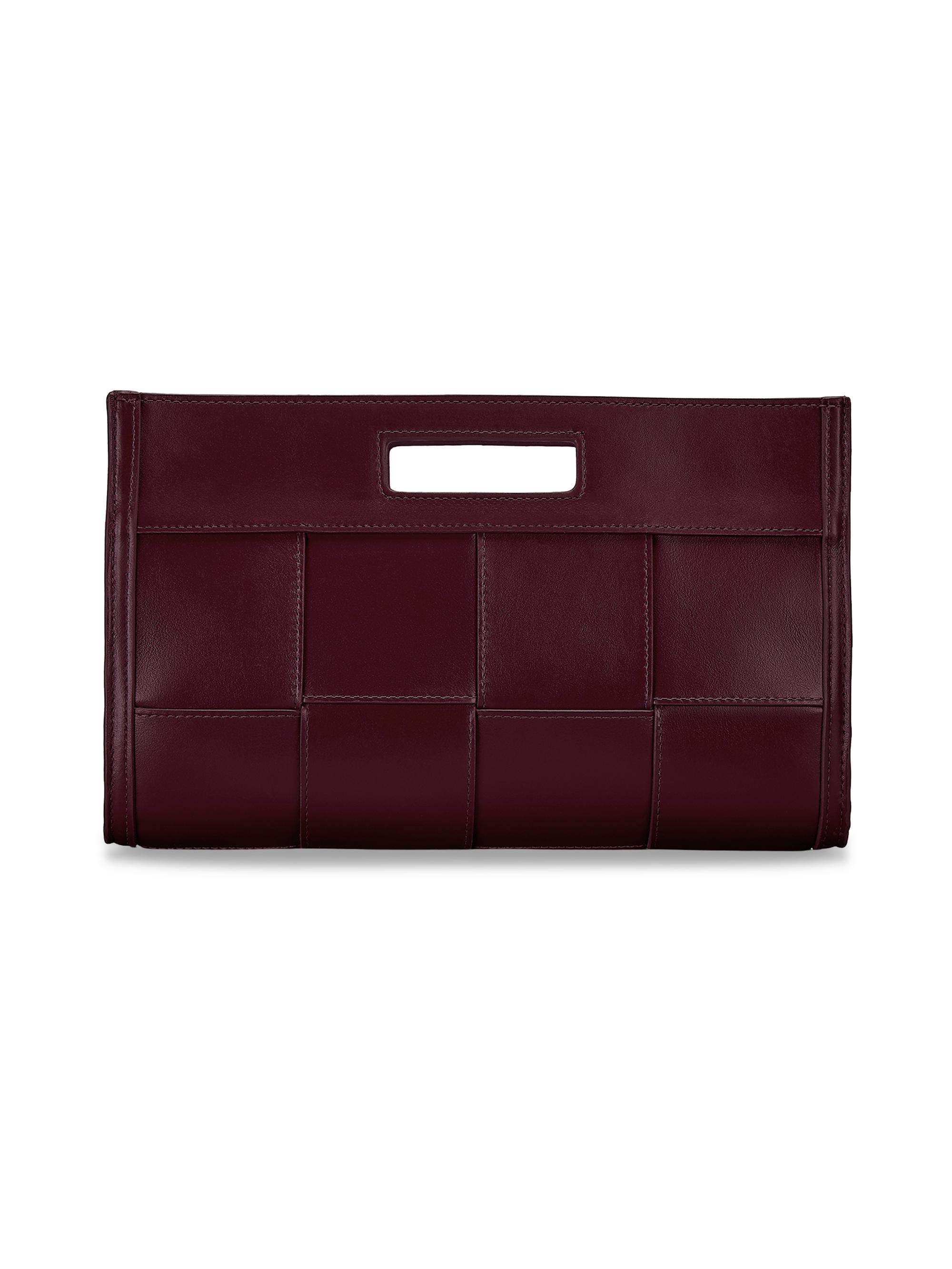 GiGi New York Women's Remy Woven Leather Clutch - Bordeaux