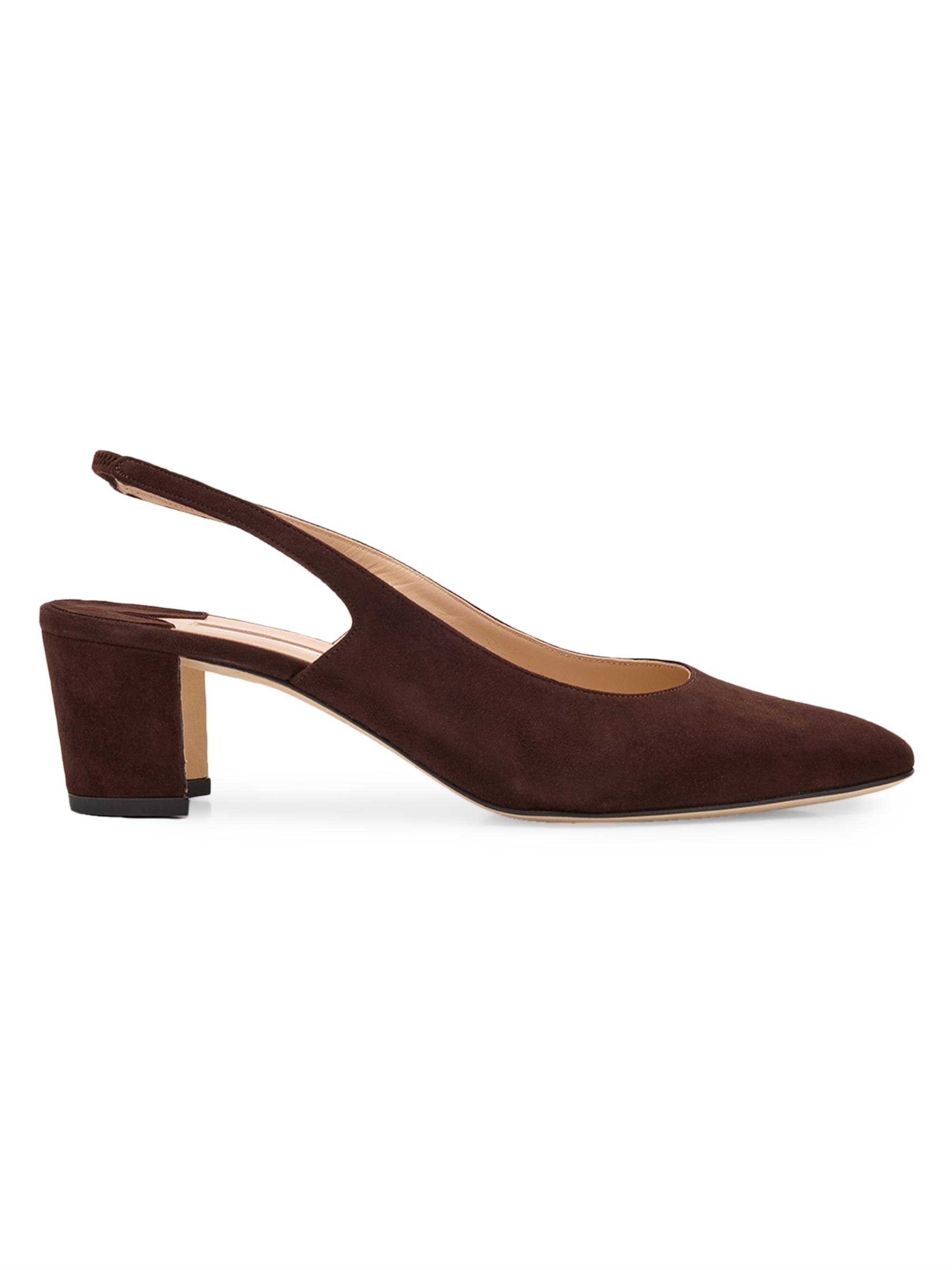 Escarpins Manolo Blahnik En Daim Brun - Pointure 34.5, Bout Pointu, Petit Talon Kitten