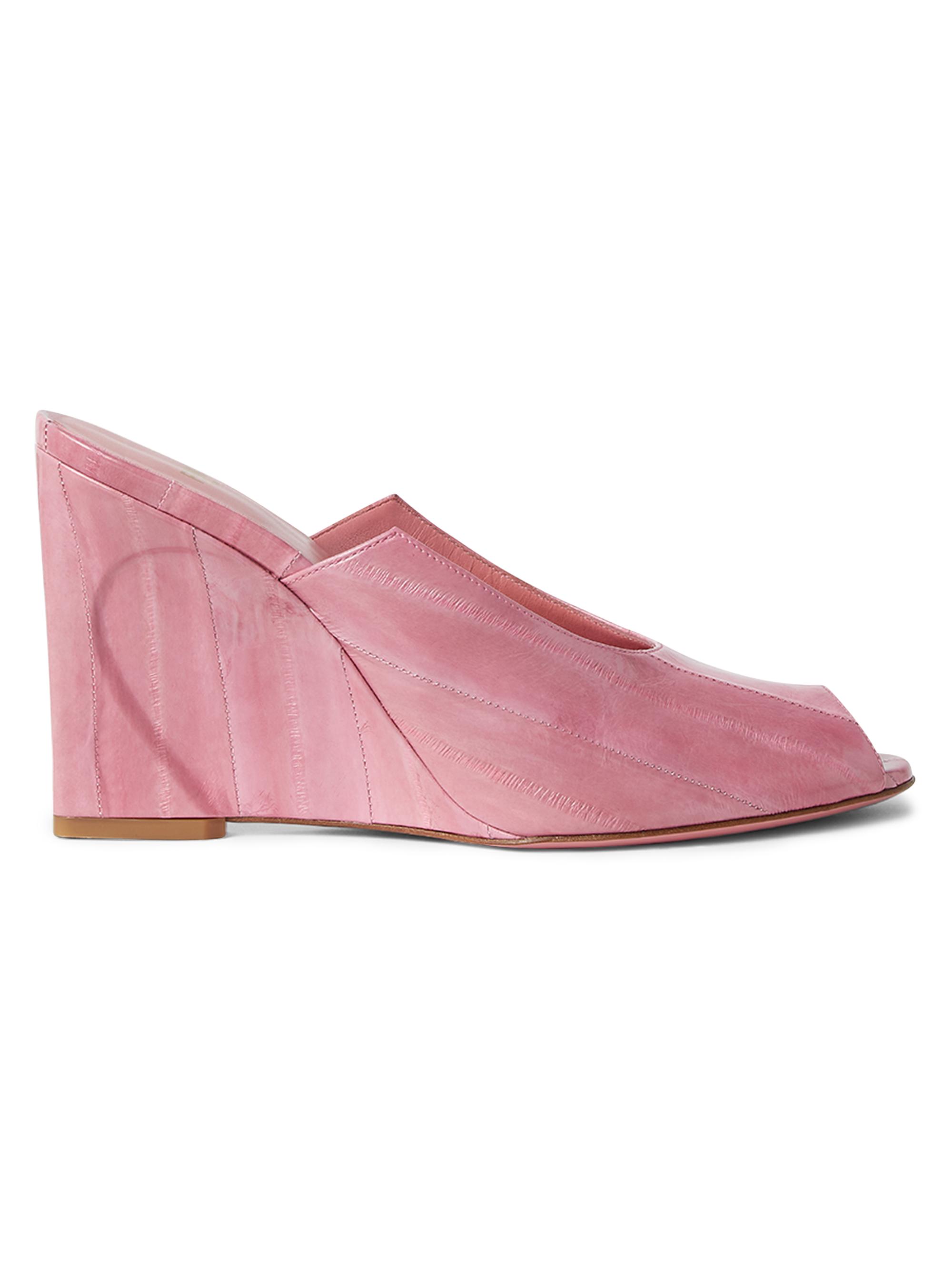 Fendi Women's Eel Leather 95MM Peep-Toe Mules - Pink