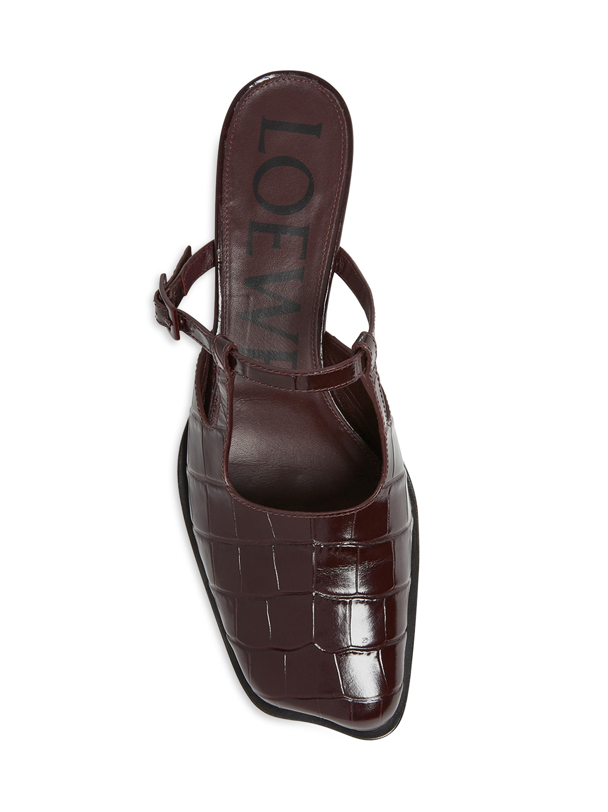 LOEWE Onda 45MM Croc-Embossed Leather Mules | Saks Fifth Avenue
