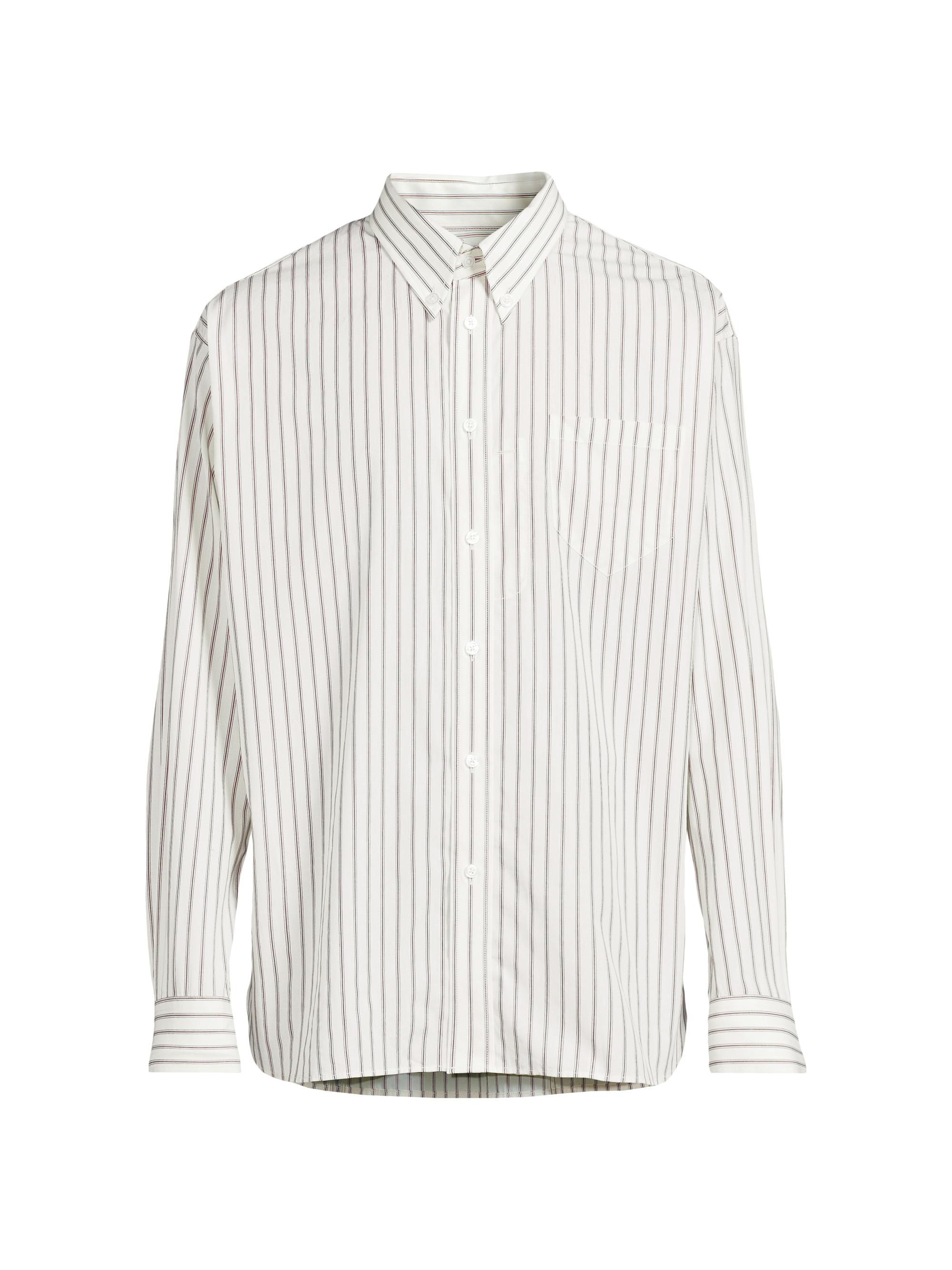 Willy Chavarria Men's Veterano Striped Cotton Button-Down Shirt - Bordeau
