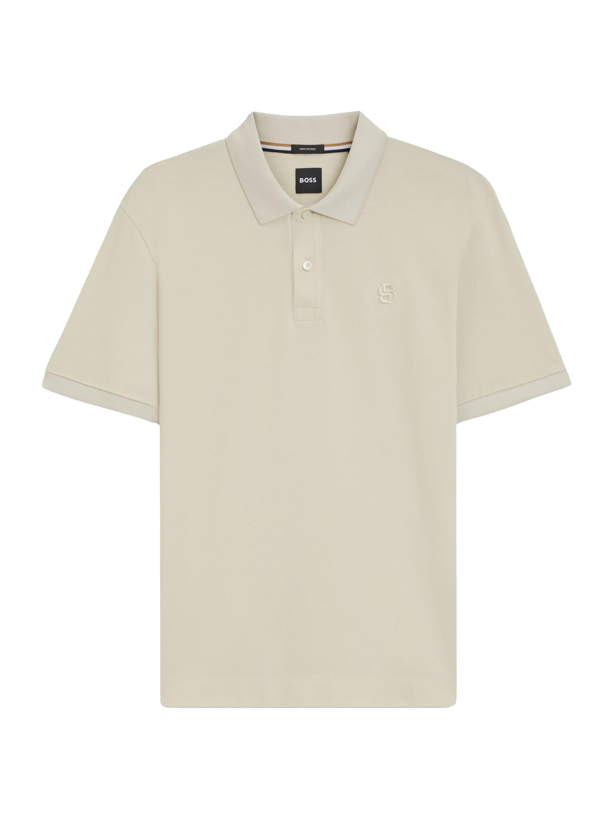 BOSS Men's Mercerised-Cotton Polo Shirt with Double B Monogram - Black