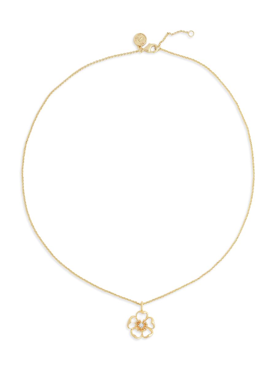 Anabel Aram Women's Wildflowers 18k-gold-plated, Cubic Zirconia & Enamel Pendant Necklace