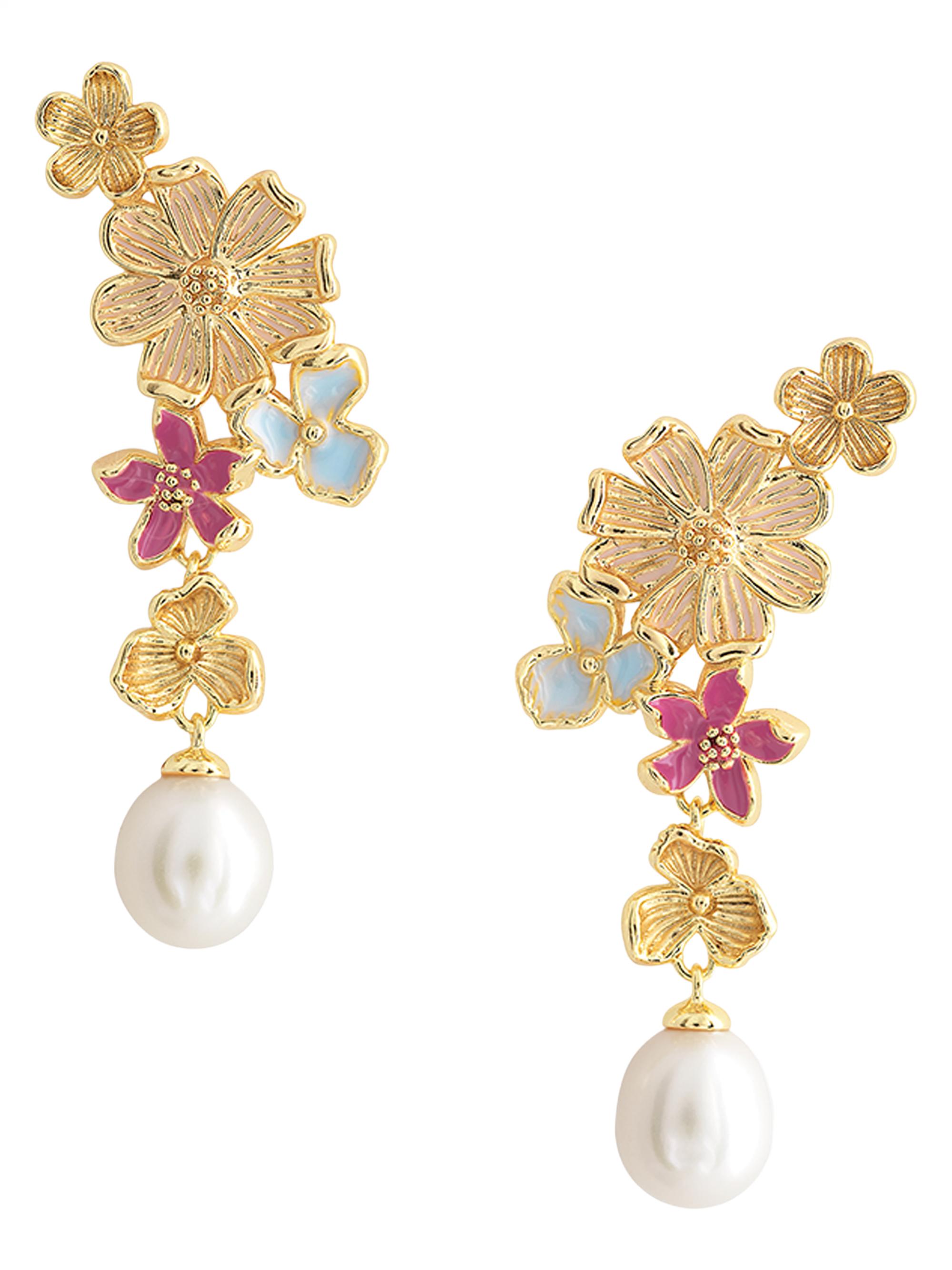 Anabel Aram Women's Wildflowers 18K-Gold-Plated, Pearl & Enamel Drop Earrings - Gold