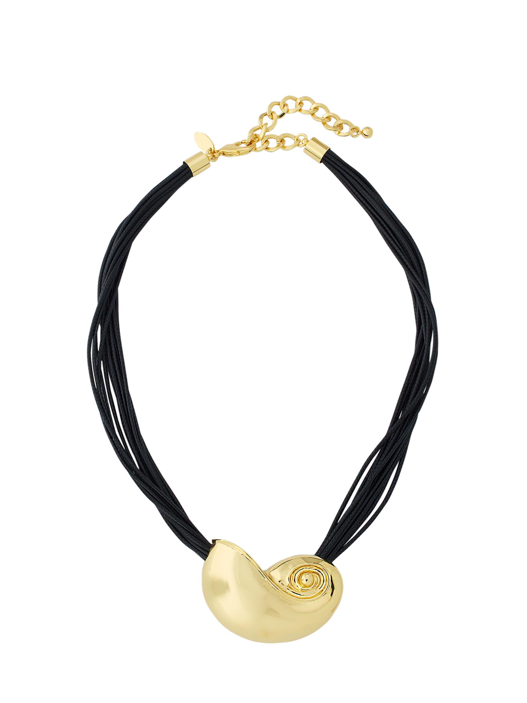 Kenneth Jay Lane Women's Goldtone Seashell & Cord Pendant Necklace - Black