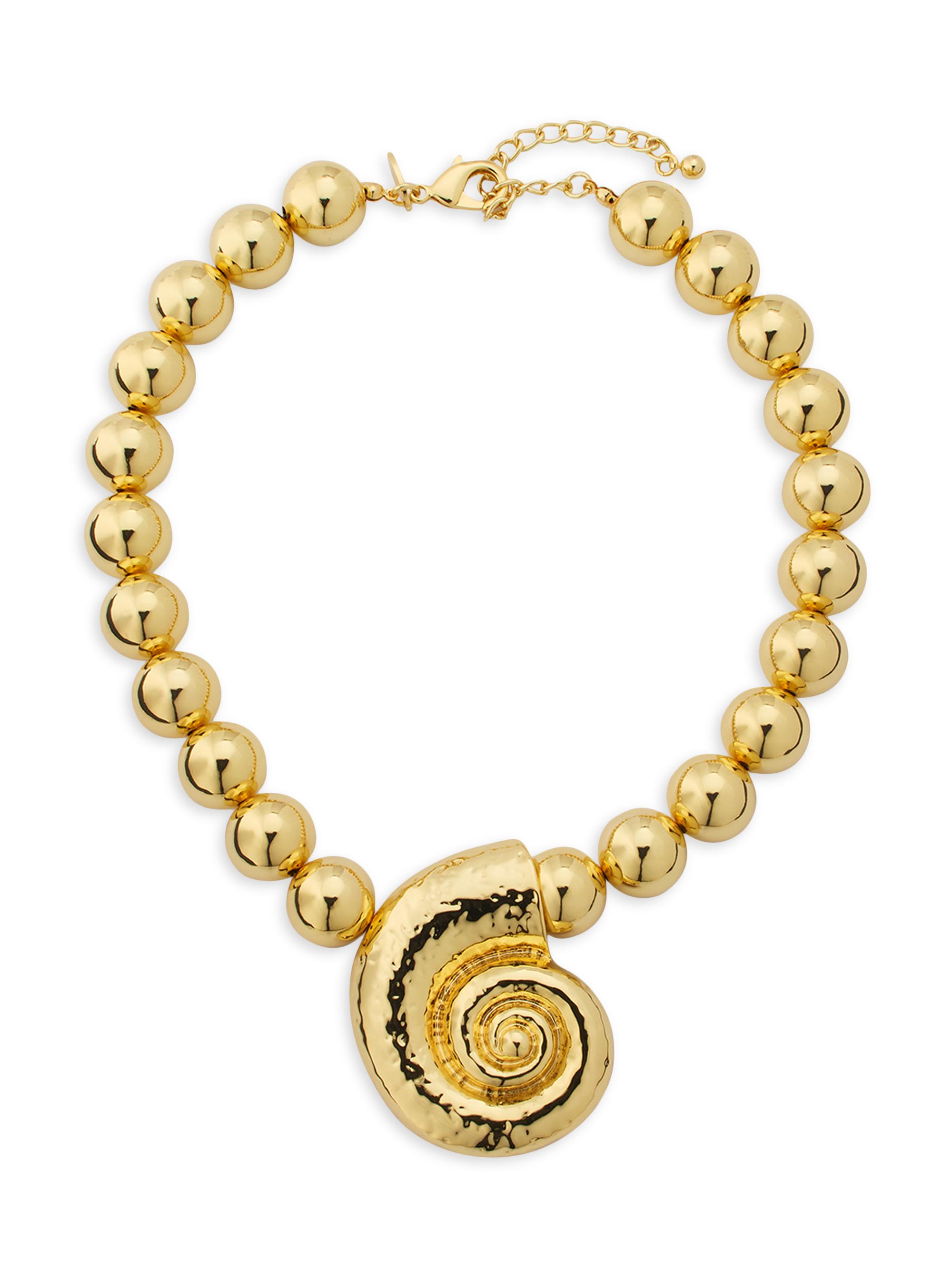 Kenneth Jay Lane Women's Goldtone Beaded Seashell Pendant Necklace - Gold