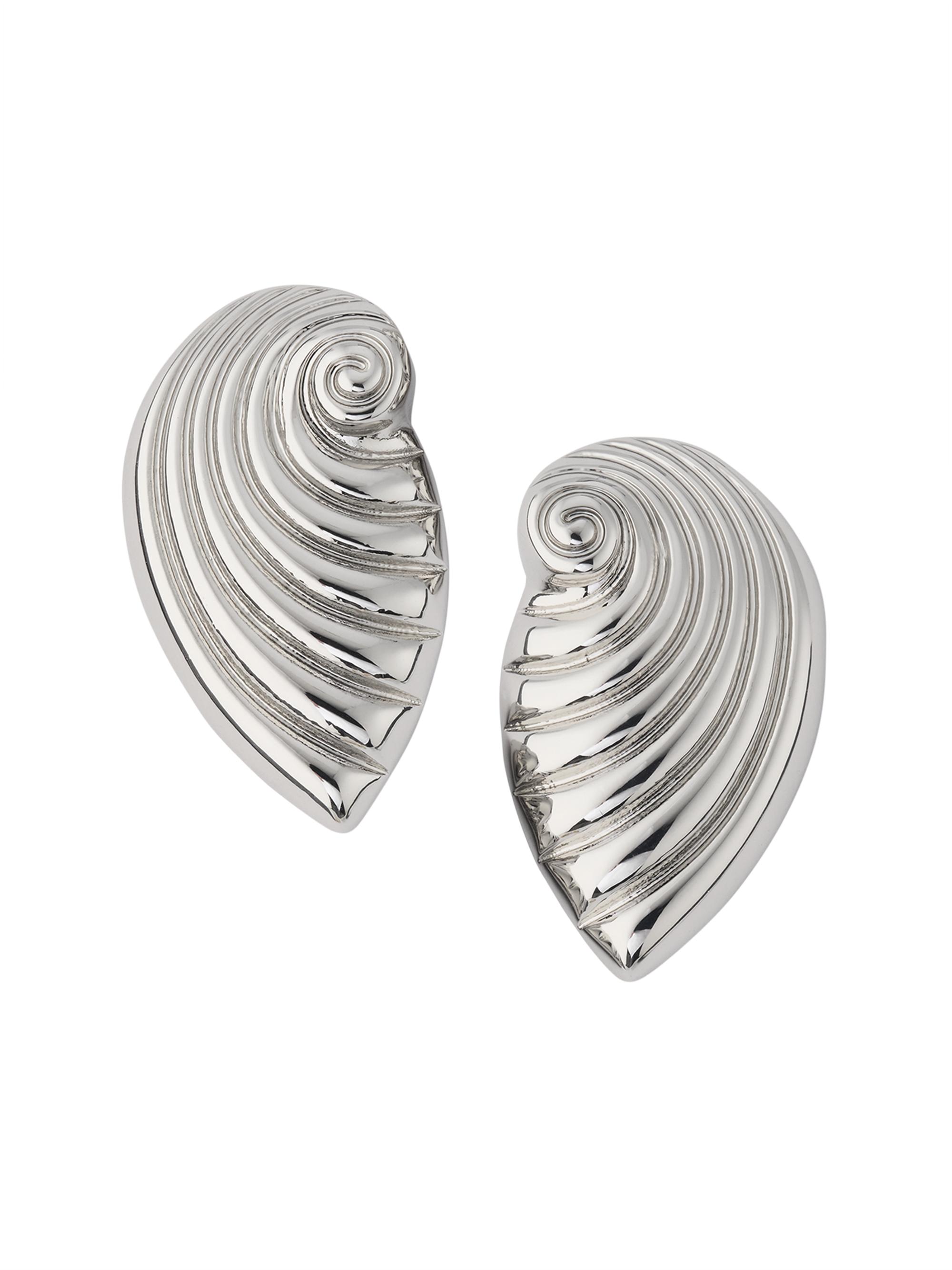 Kenneth Jay Lane Women's Ribbed Seashell Stud Earrings - Silver