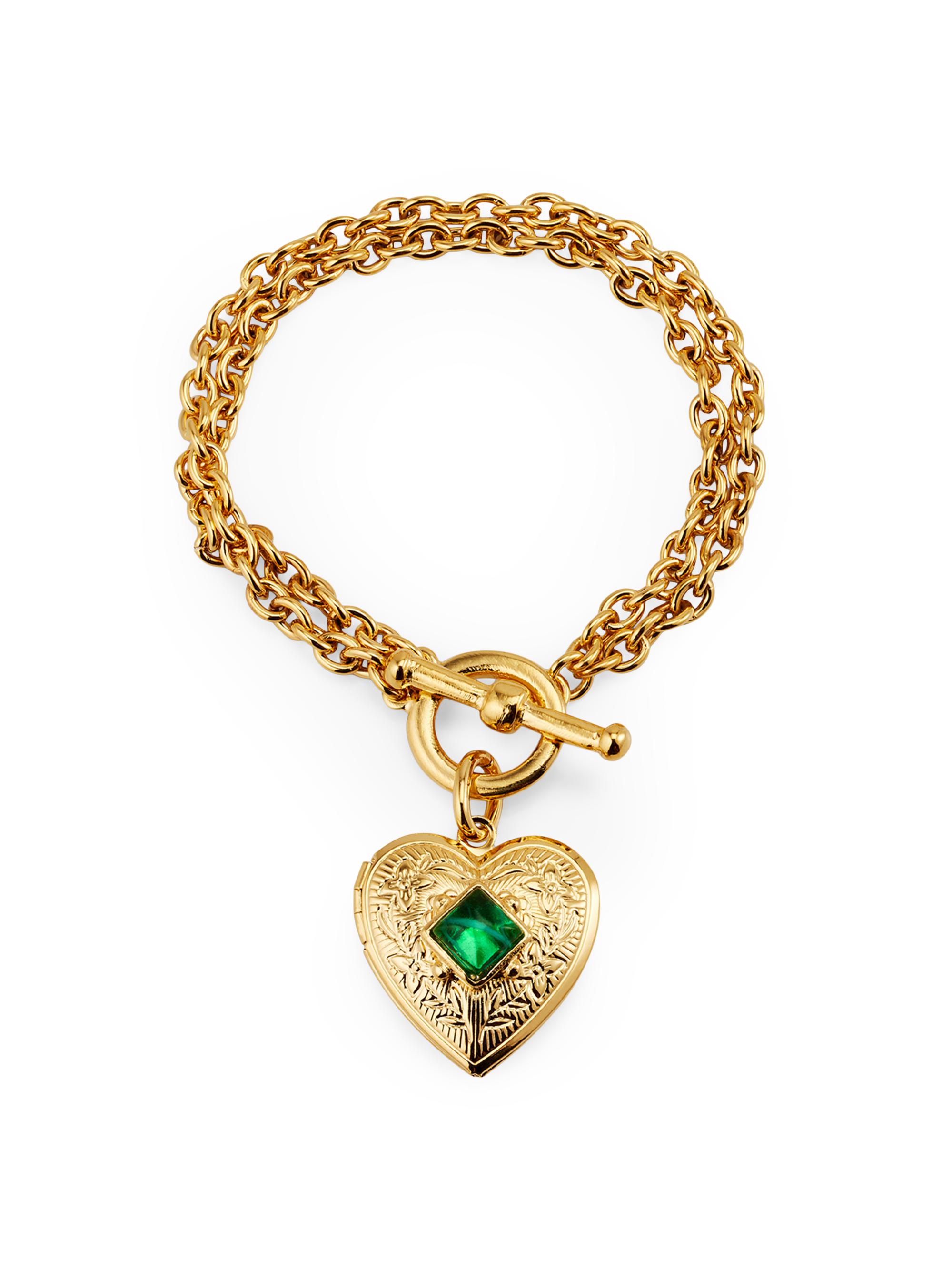 Ben Amun Women's 24K-Gold-Plated & Glass Heart Locket Bracelet - Gold