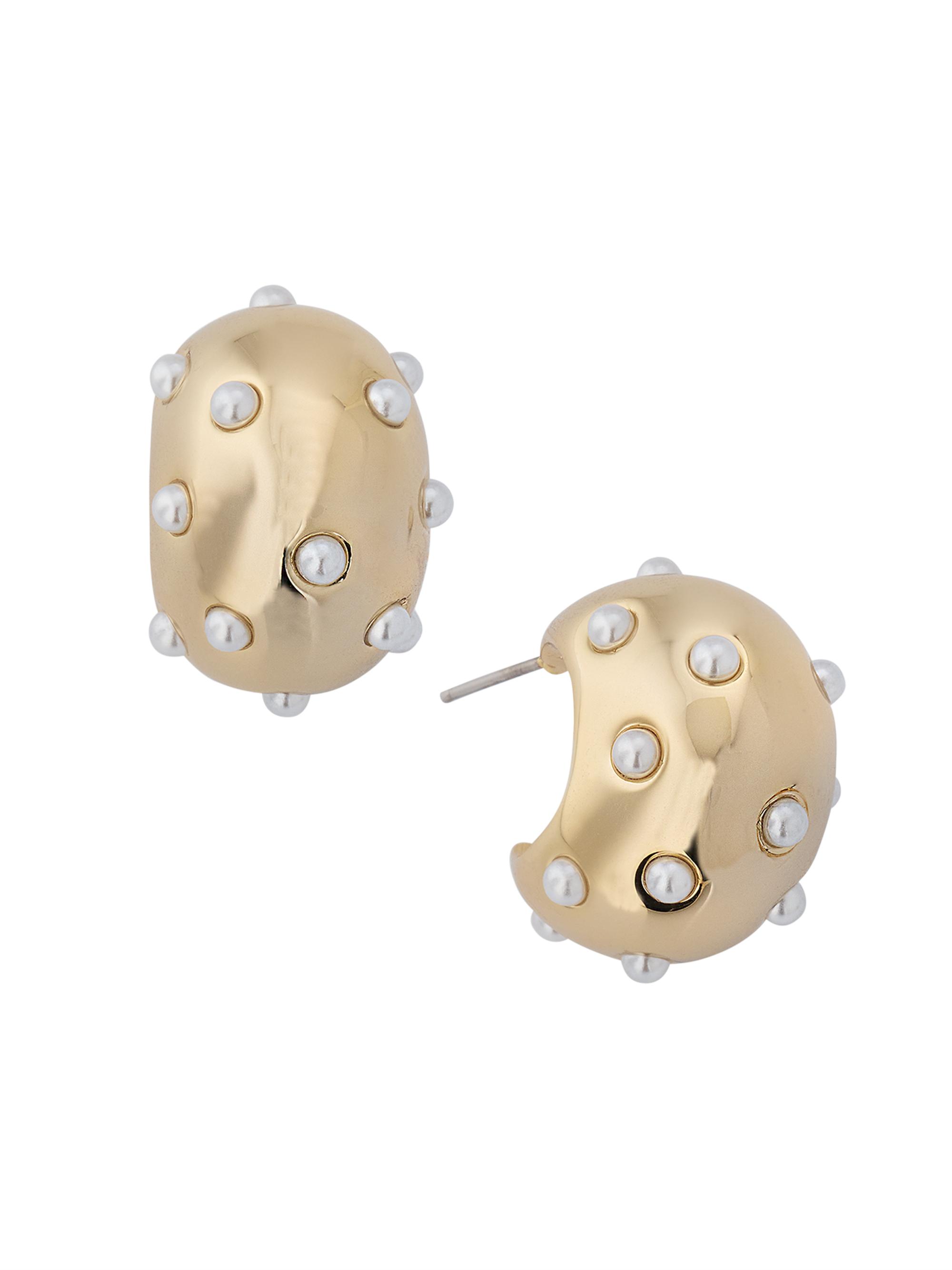 Kenneth Jay Lane Women's 14K-Gold-Plated & Imitation Pearl Hoop Earrings - Gold