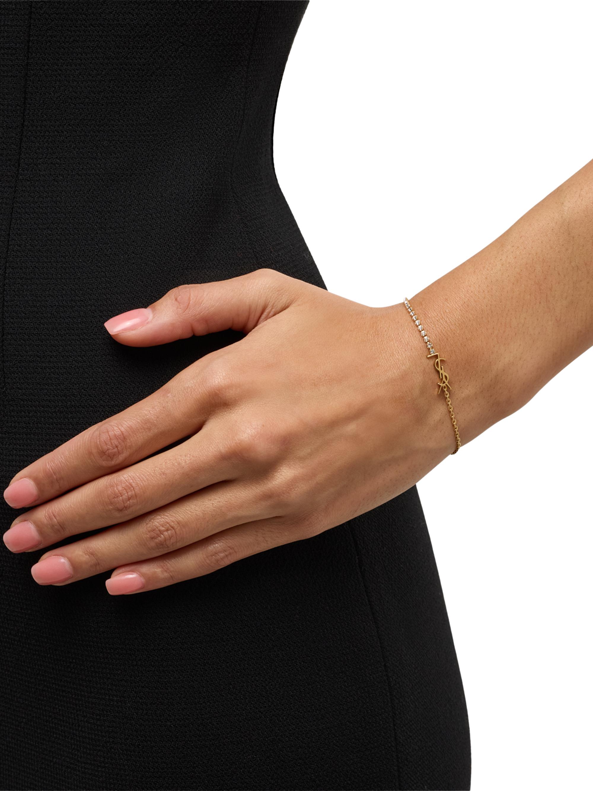 Saint Laurent Goldtone & Crystal Logo Bracelet | Saks Fifth Avenue