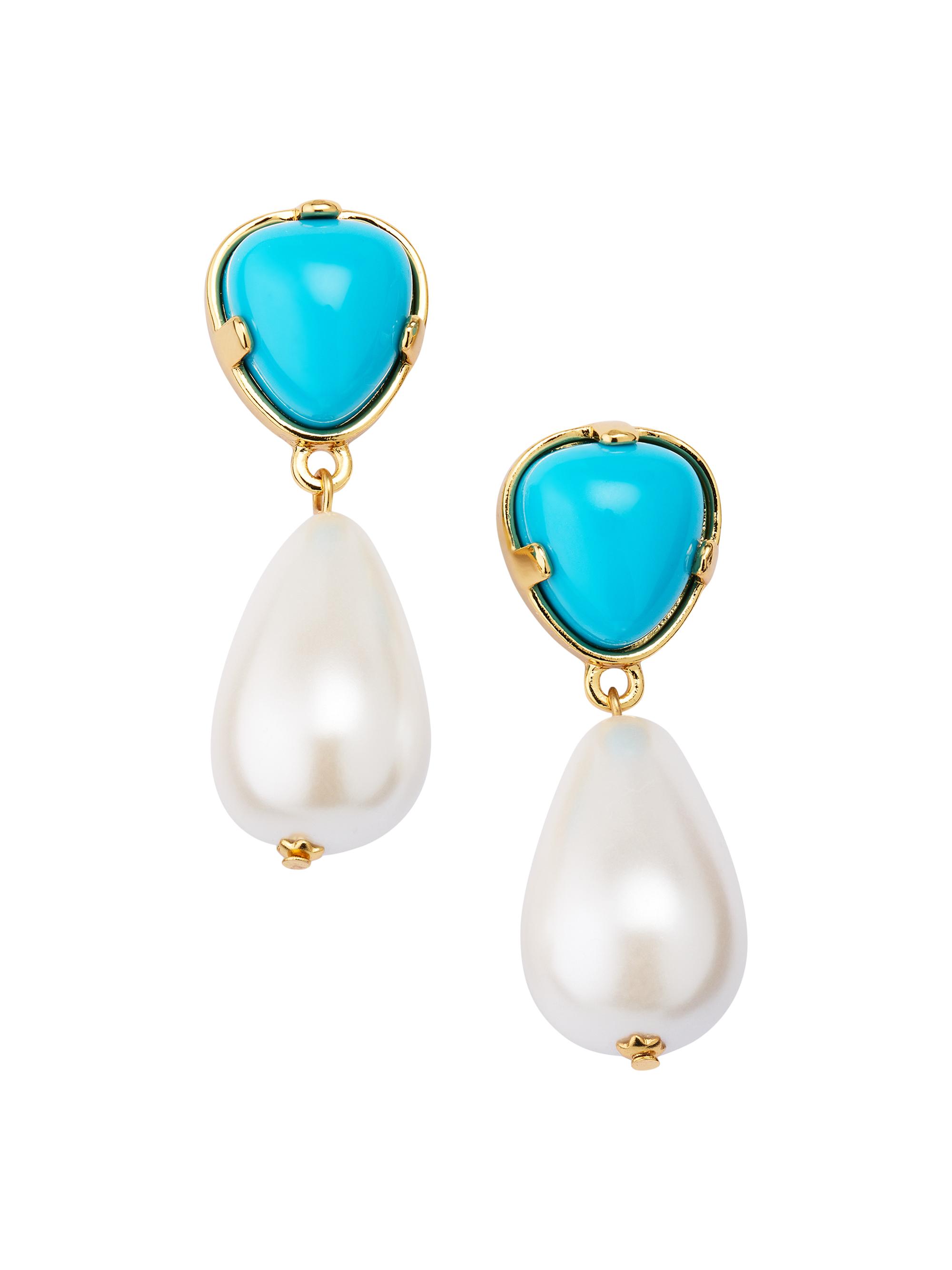 Kenneth Jay Lane Women's Goldtone, Turquoise & Imitation Pearl Drop Earrings - Gold