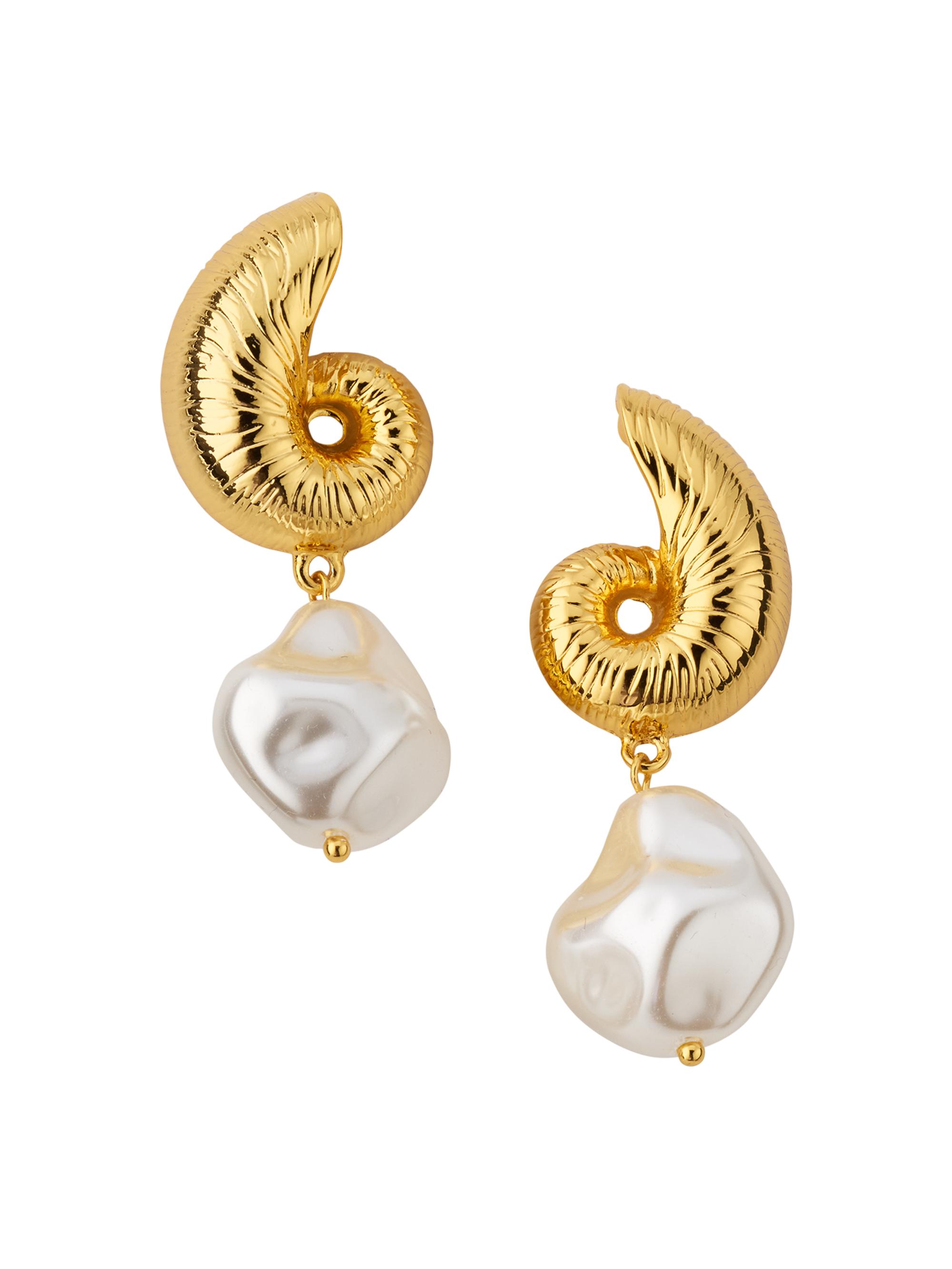 Kenneth Jay Lane Women's Seashell Pearly Goldtone & Imitation Pearl Drop Earrings - Gold