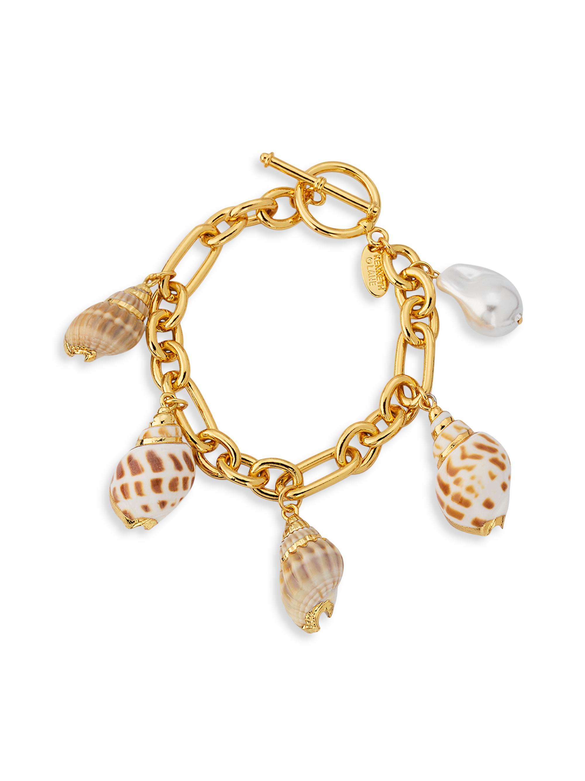 Kenneth Jay Lane Women's Goldtone, Imitation Pearl & Shell Charm Bracelet - Gold