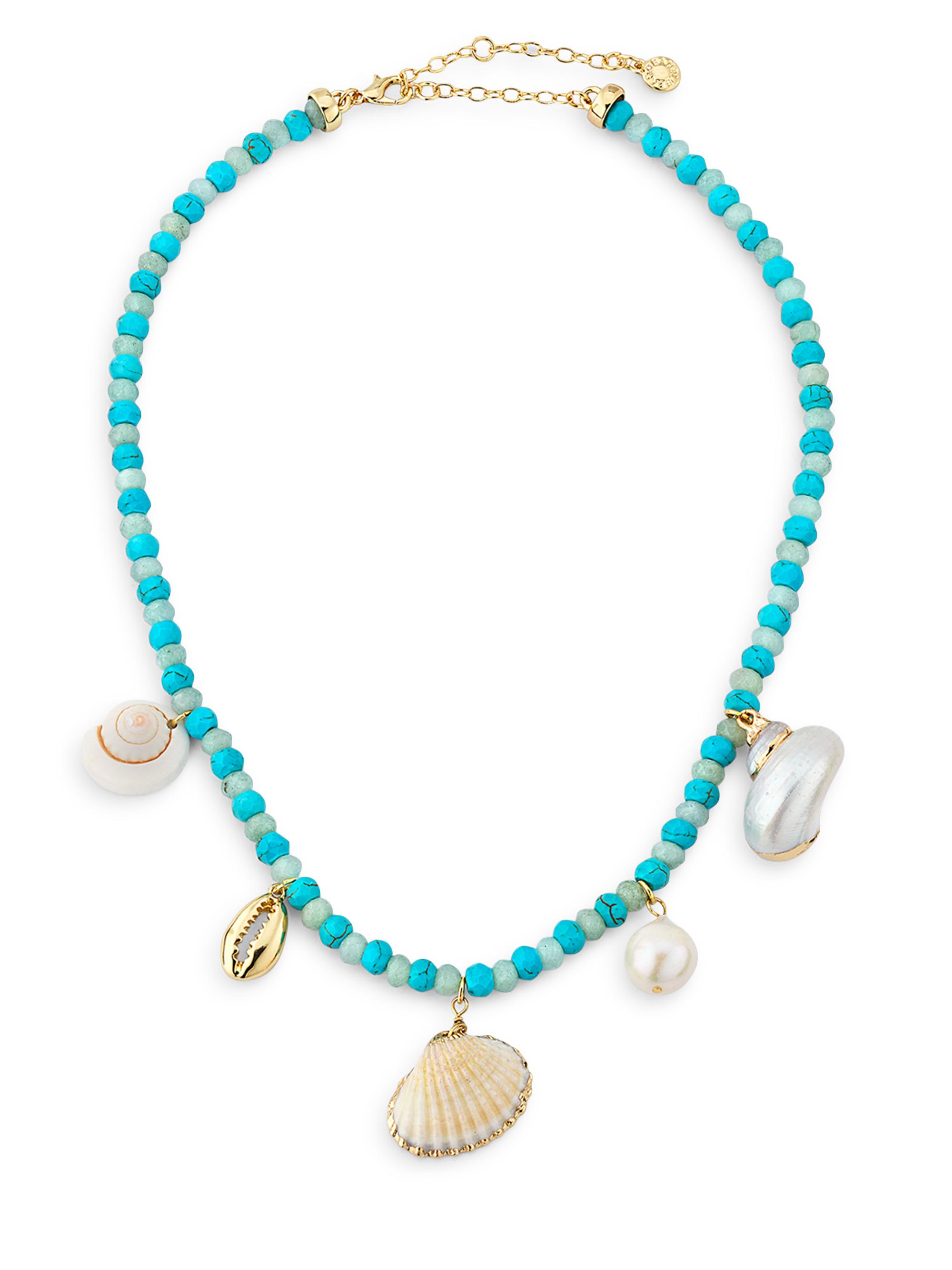 BAUBLEBAR Women's Beck Goldtone, Turquoise & Freshwater Pearl Charm Necklace - Turquoise