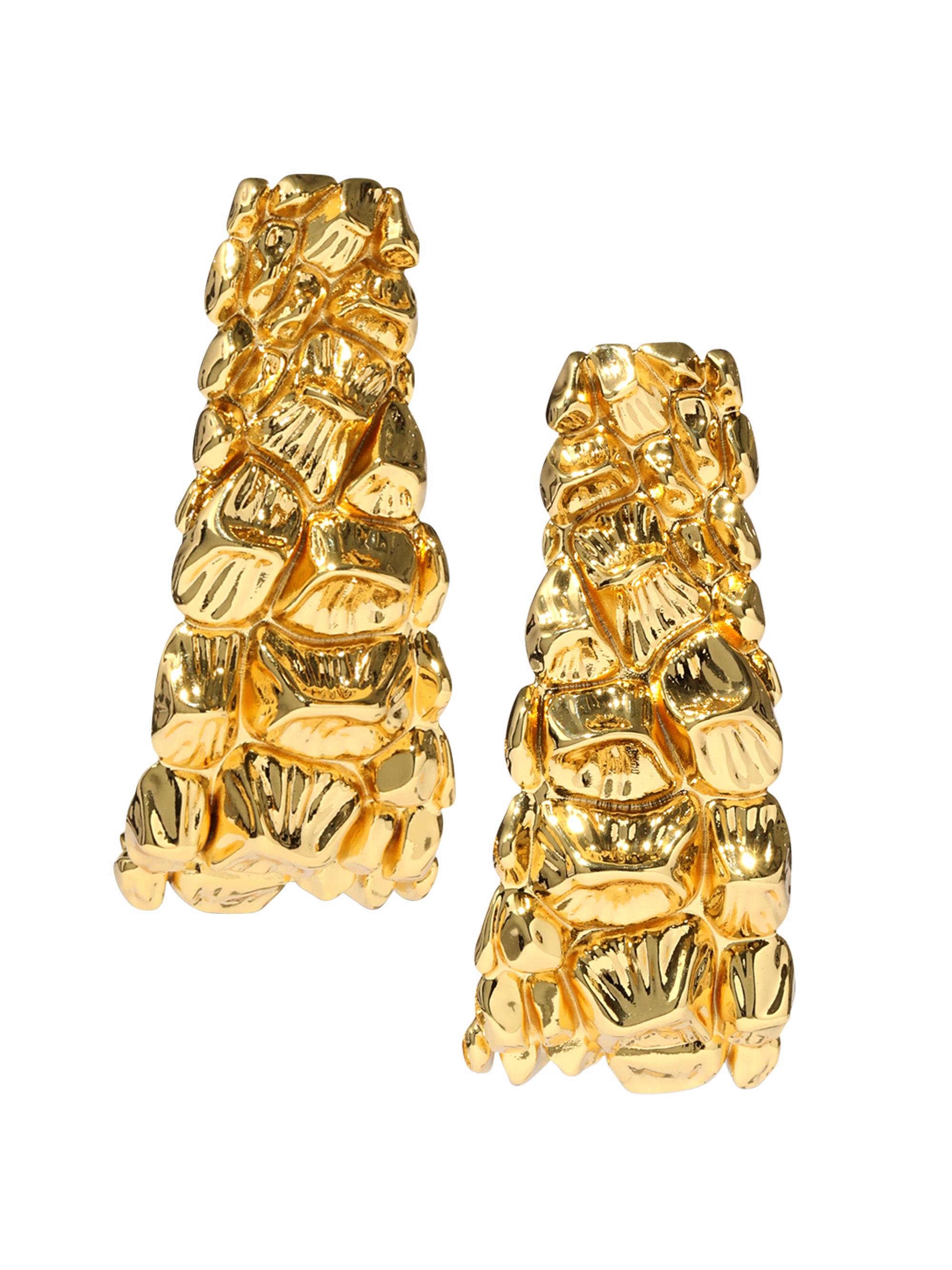 Alexis Bittar Women's Brut Croco 14K-Gold-Plated Hoops - Gold