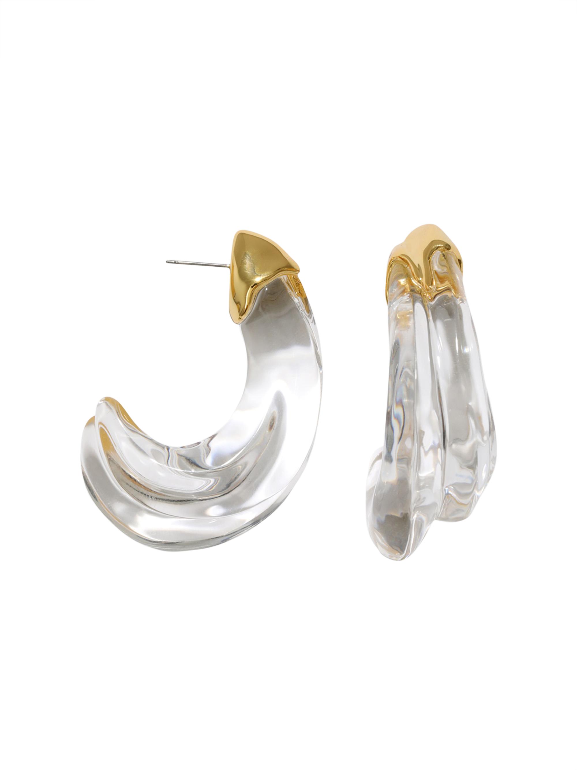 Alexis Bittar Women's Liquid Lucite  Wave 14K-Gold-Plated Hoops - Nocolor