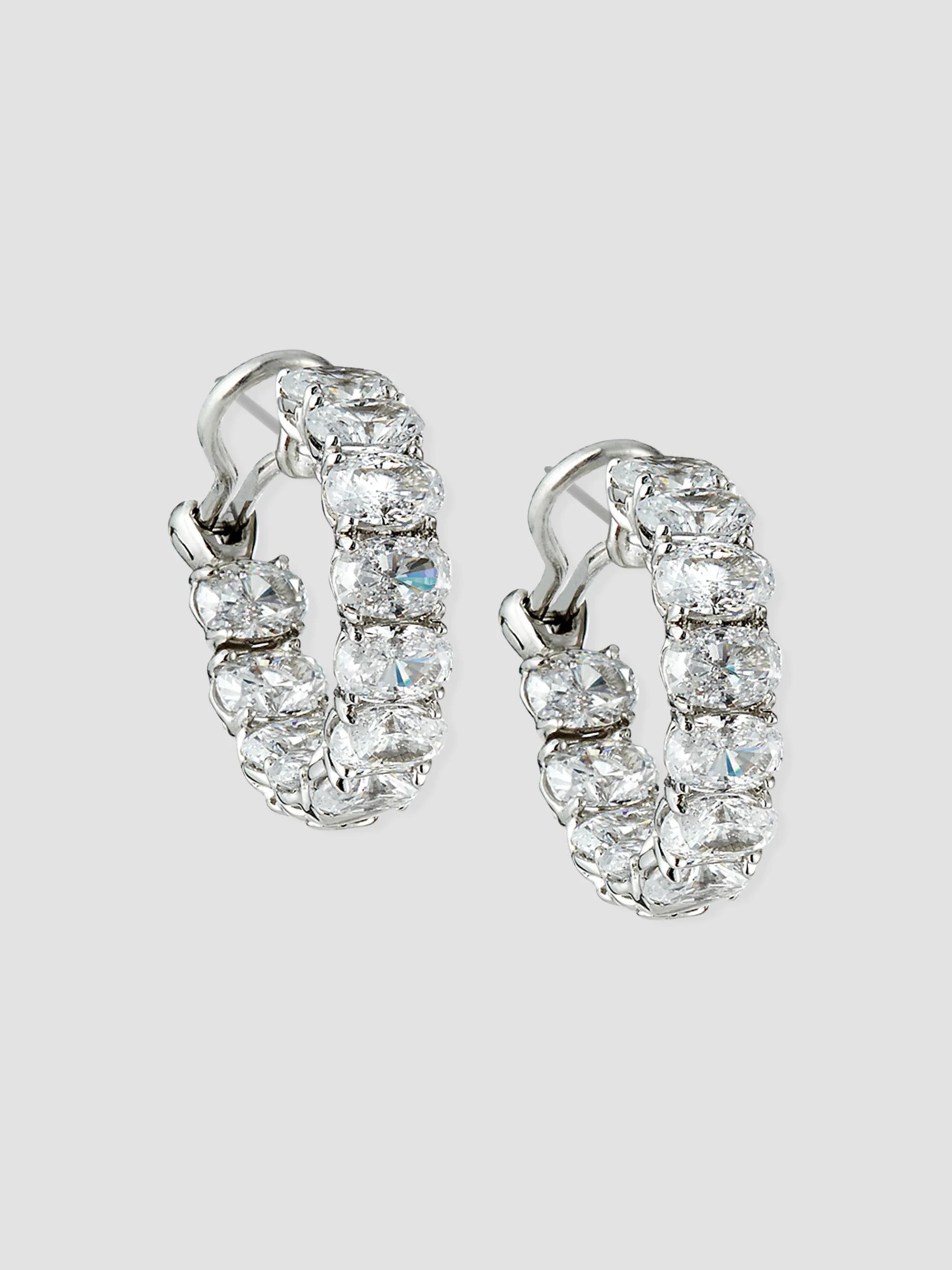 Sterling Silver & Cubic Zirconia Hoop Earrings