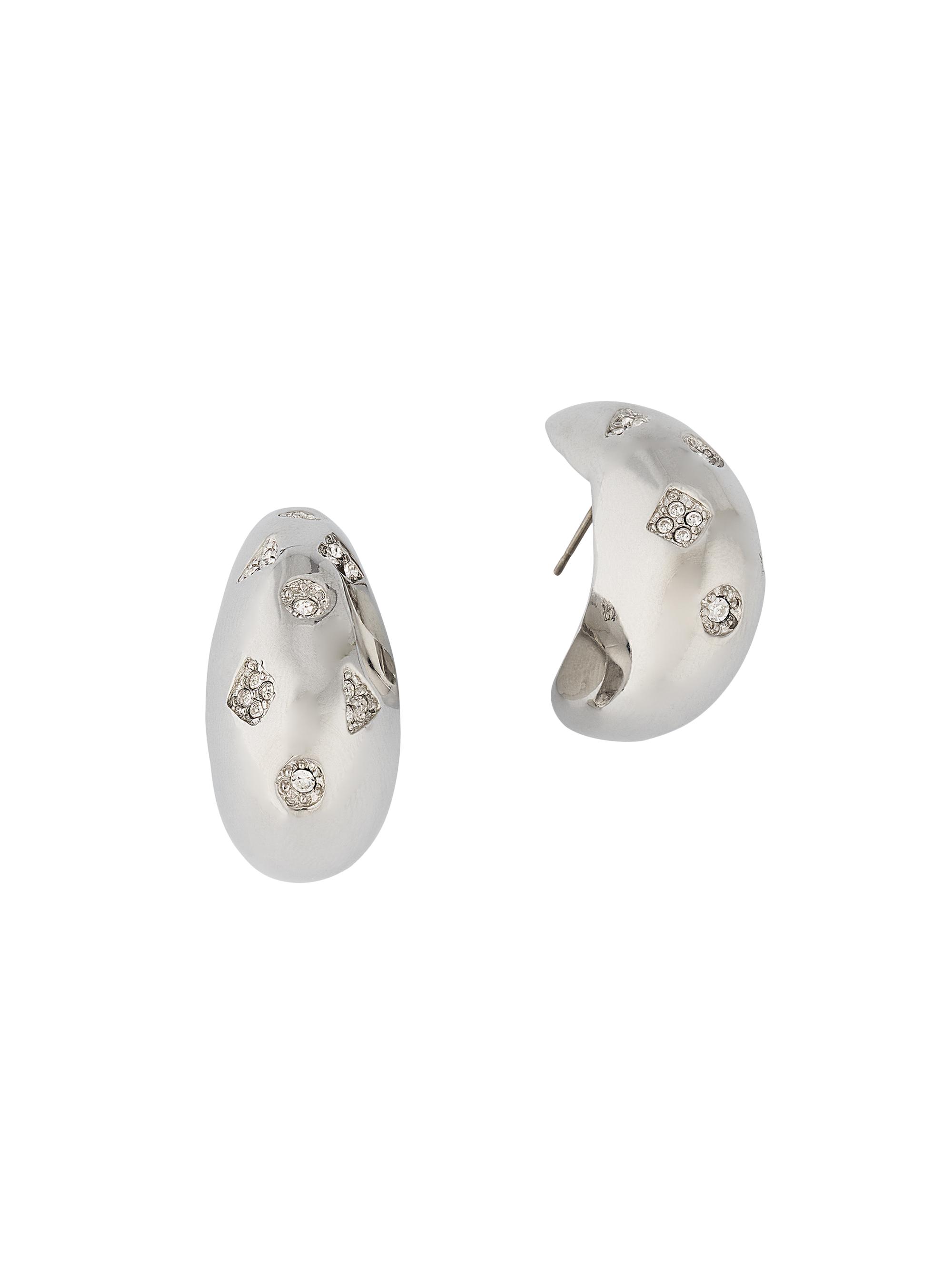 Elizabeth Cole Women's Bettina Silvertone & Crystal Teardrop Earrings - Gray