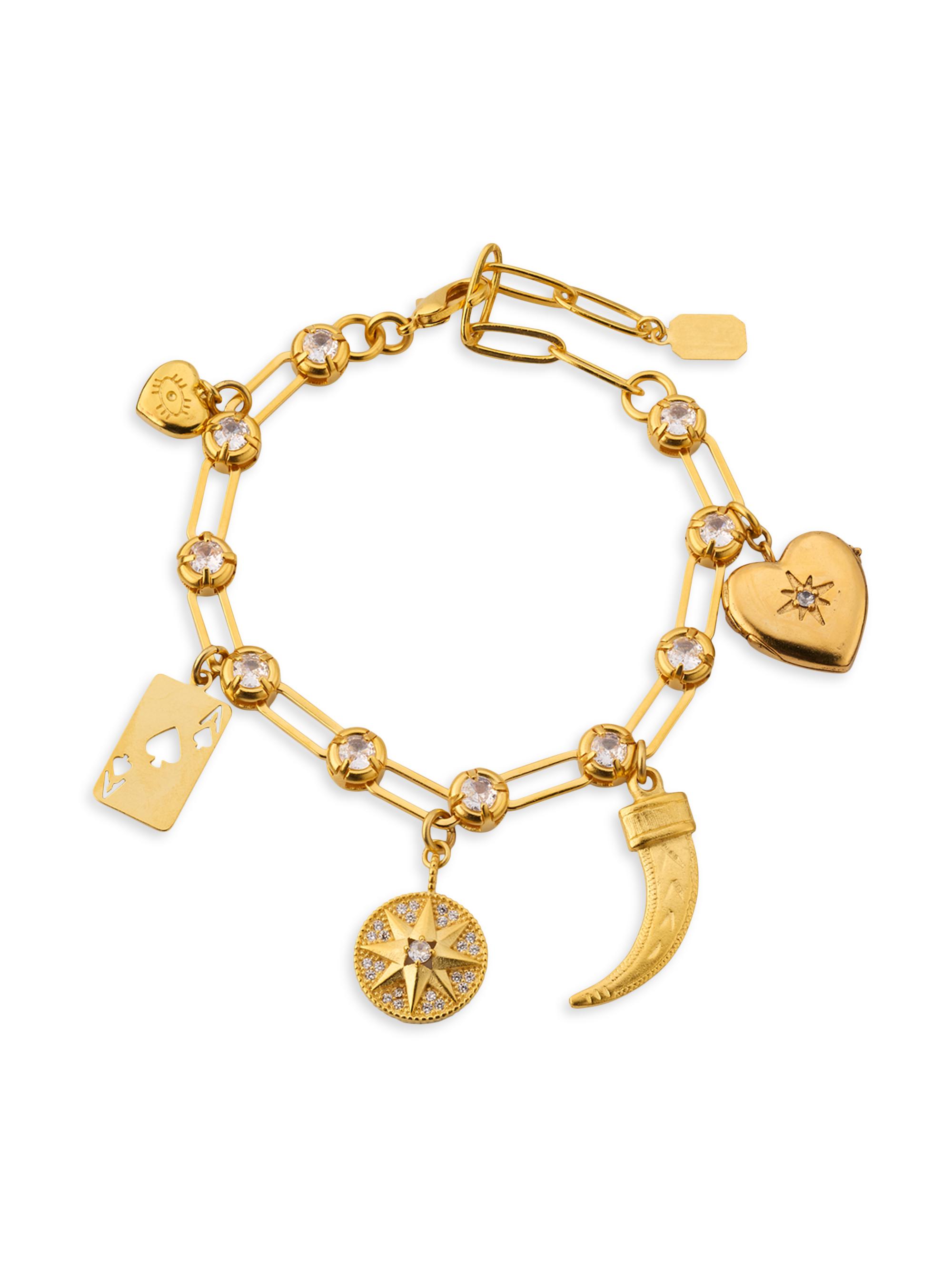 Elizabeth Cole Women's Hyacinth 24K-Gold-Plated & Crystal Charm Bracelet