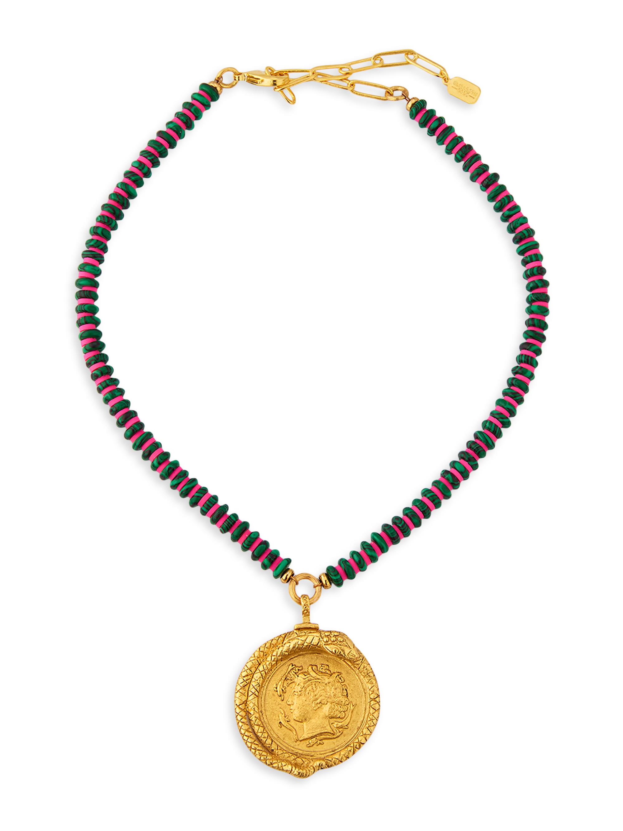 Elizabeth Cole Women's Mosslyn 24K-Gold-Plated & Imitation Malachite Necklace