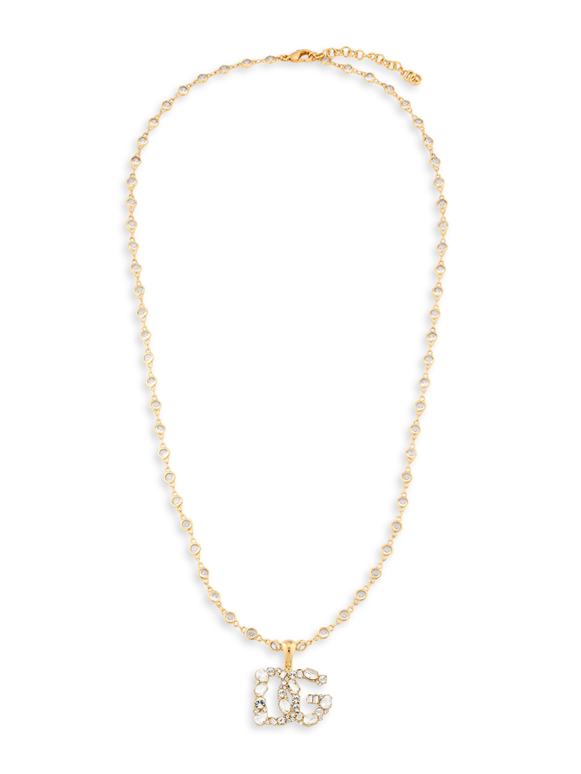 Dolce & Gabbana Women's Goldtone & Rhinestone Logo Pendant Necklace - Gold