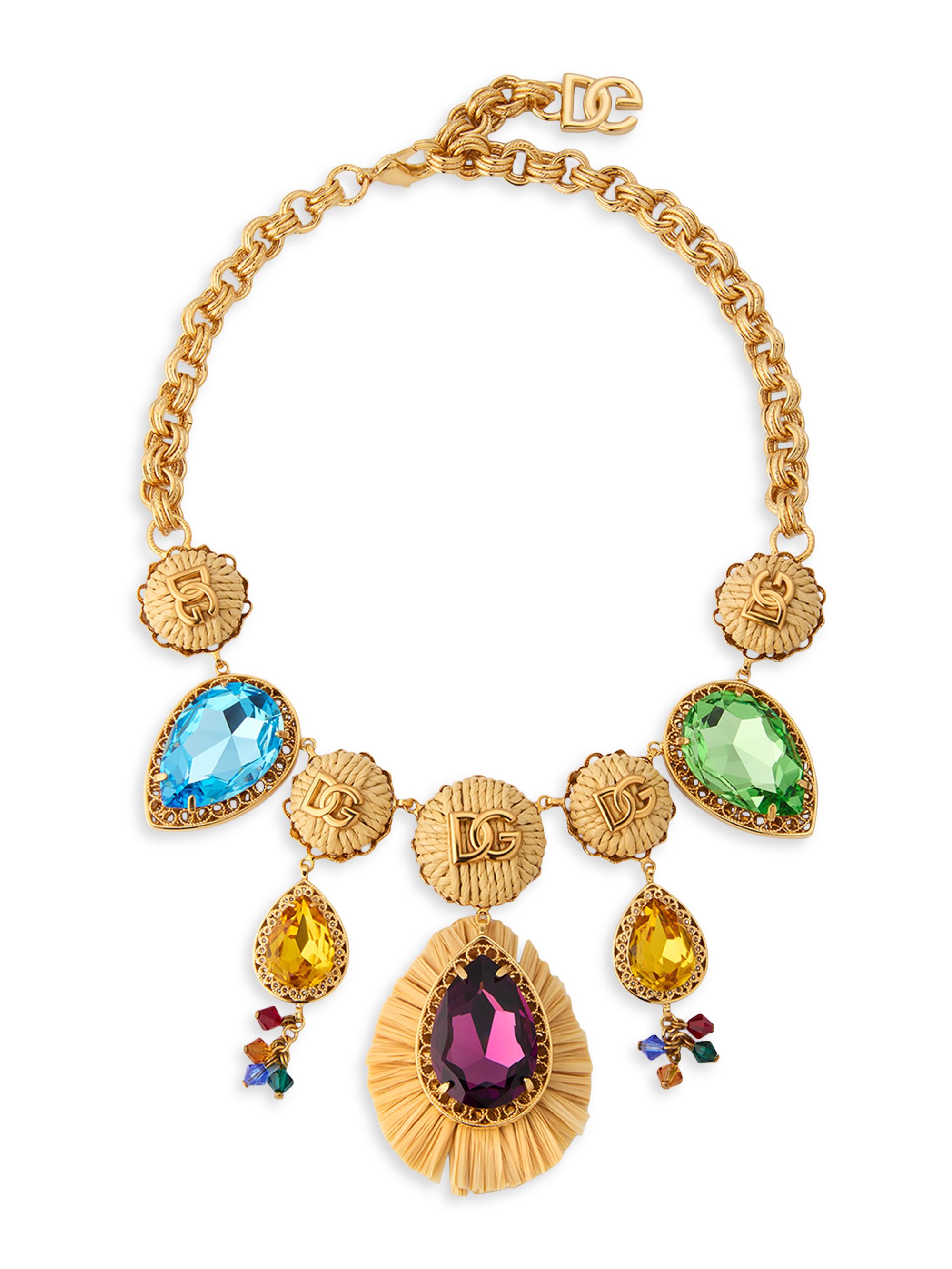 Dolce & Gabbana Women's Bijoux Goldtone & Rhinestone Logo Necklace - Gold