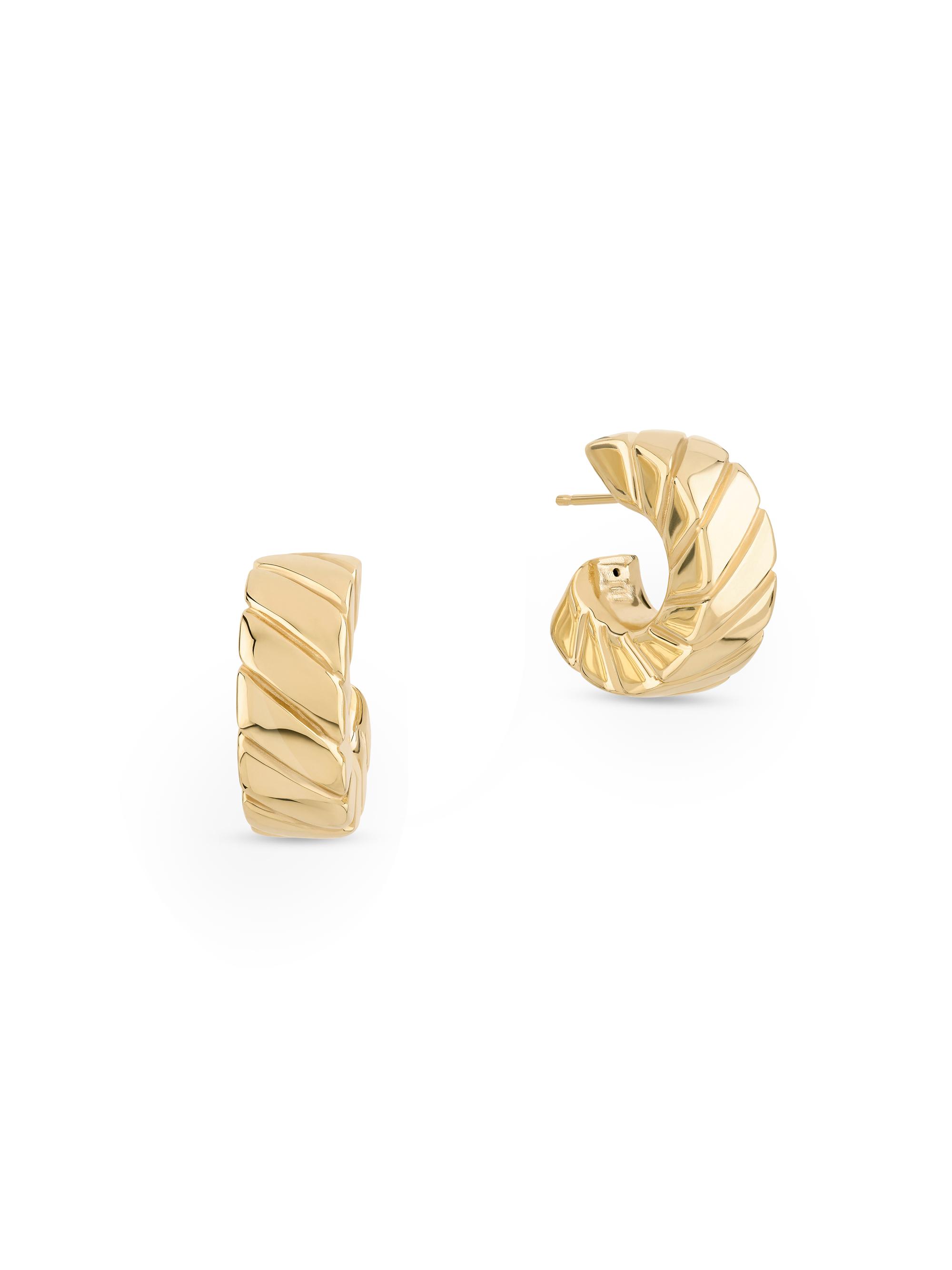 Lana Women's 14K Yellow Gold Grooved Huggie Earrings - Yellow Gold