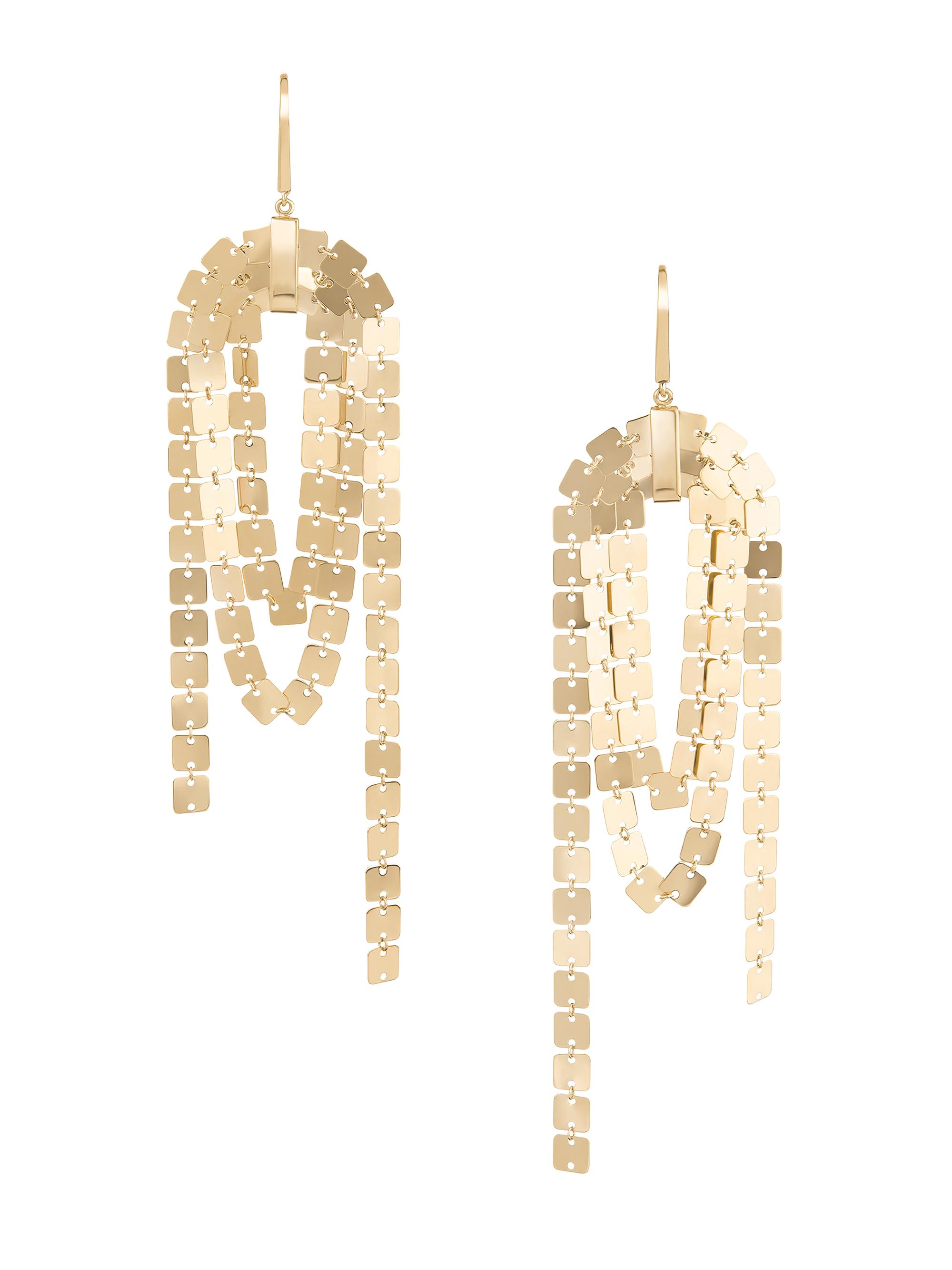 Lana Women's 14K Yellow Gold Laser Square Linear Cascade Earrings - Yellow Gold