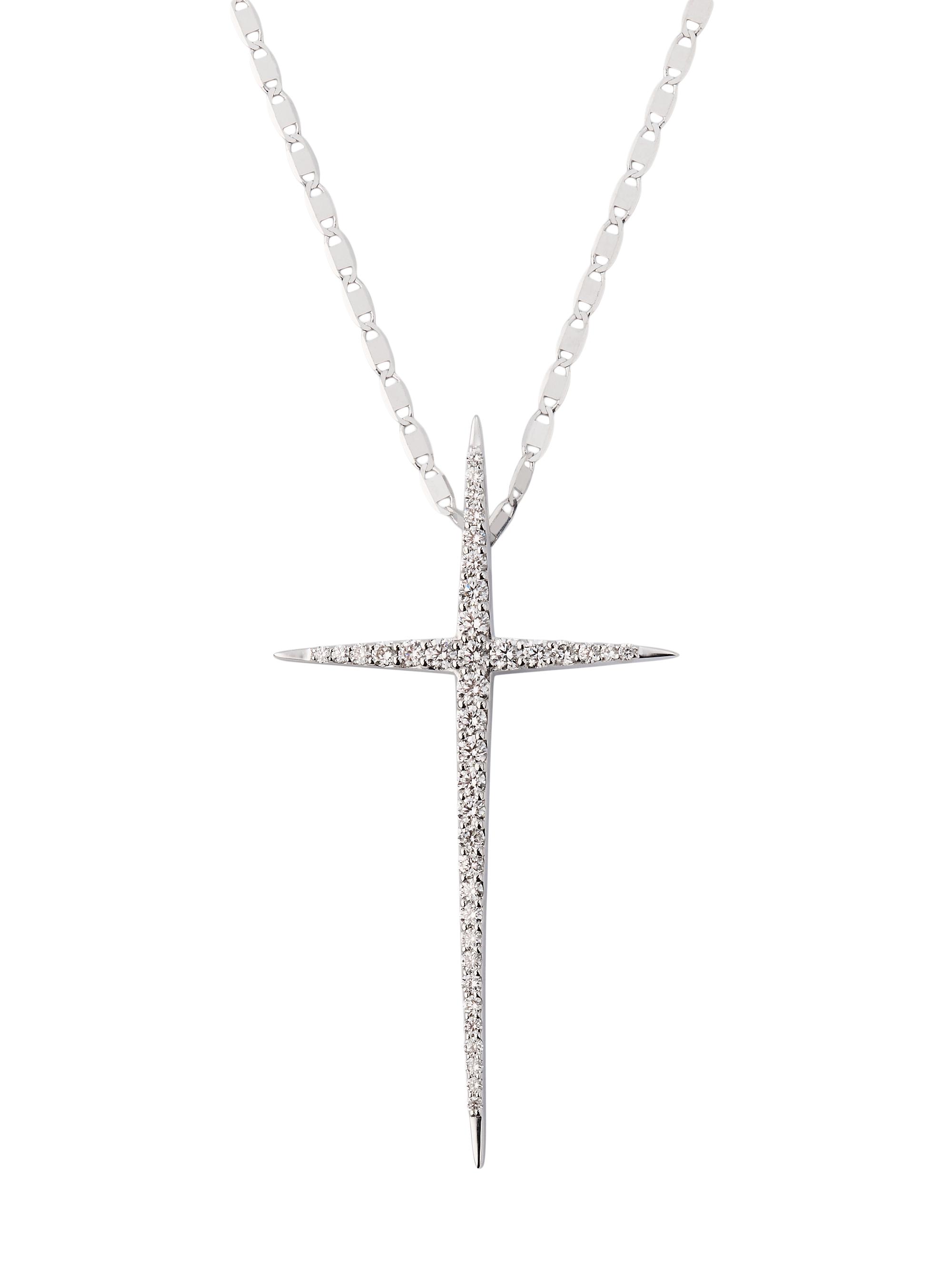 Lana Women's Flawless 14K White Gold & 0.27 TCW Diamond Skinny Pointed Cross Pendant Necklace - White Gold