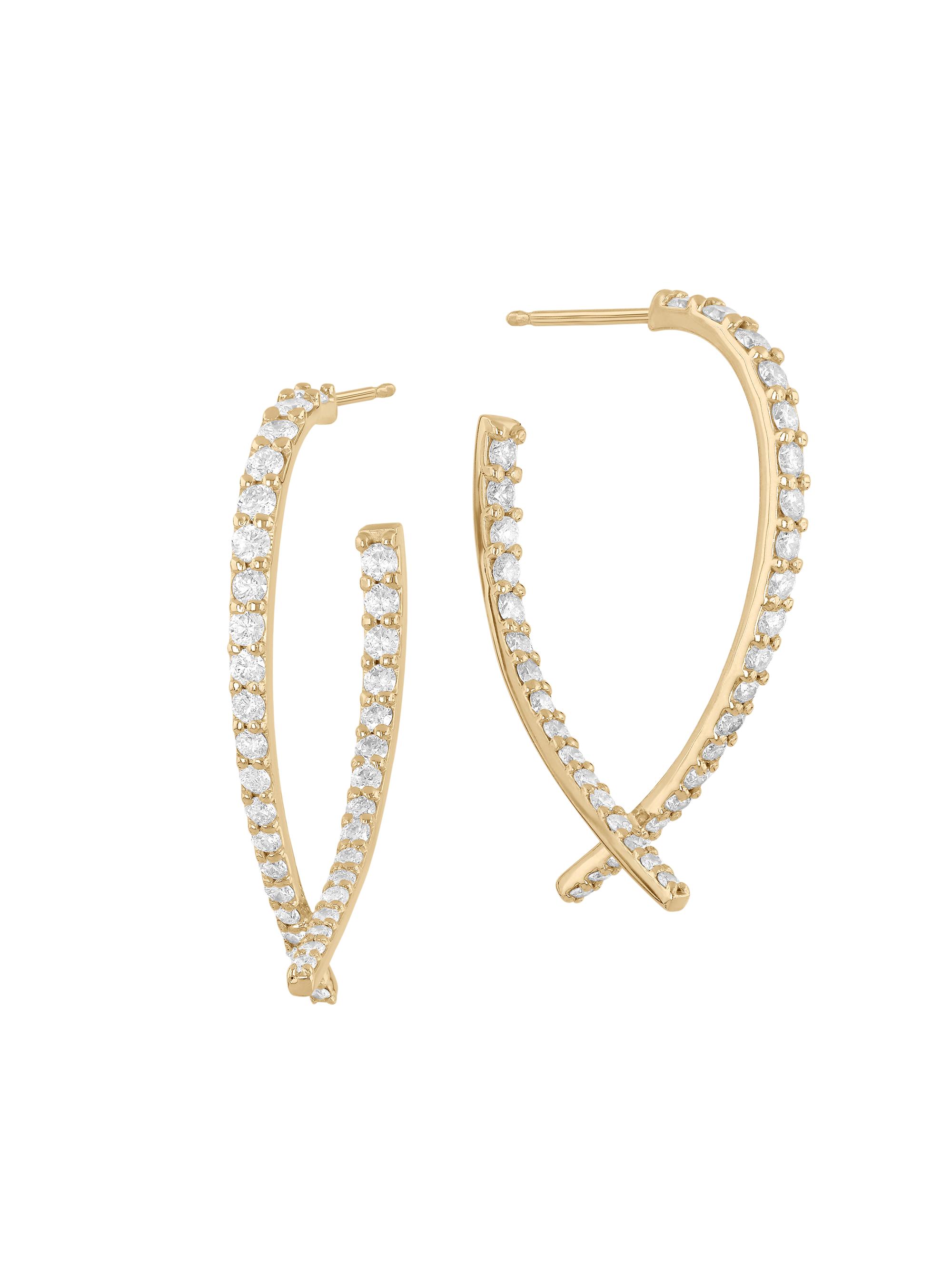 Lana Women's 14K Yellow Gold & 1.22 TCW Diamond Upside Down Hoop Earrings - Yellow Gold