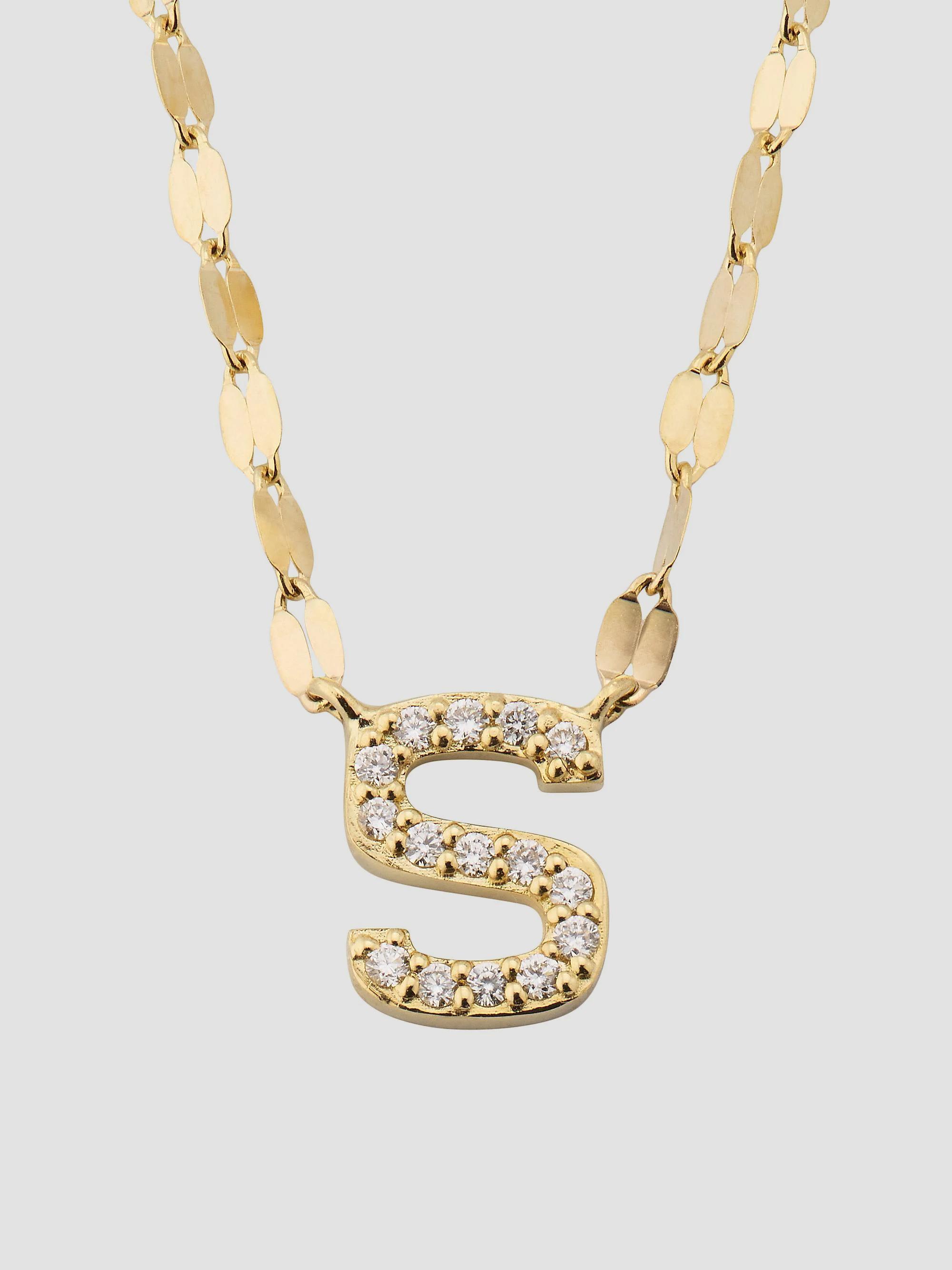 Lana Women's 14K Yellow Gold & 0.06 TCW Diamond Initial Pendant Necklace - Initial S